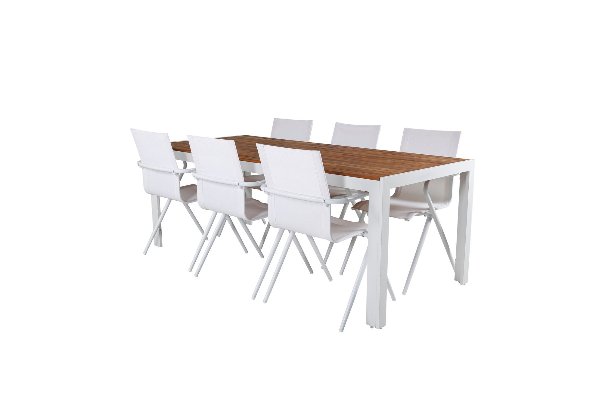 Venture Home Bois spisebord 205*90cm - White Alu / Acacia +Alina Spisebordsstol - white Alu / White Textilene_6