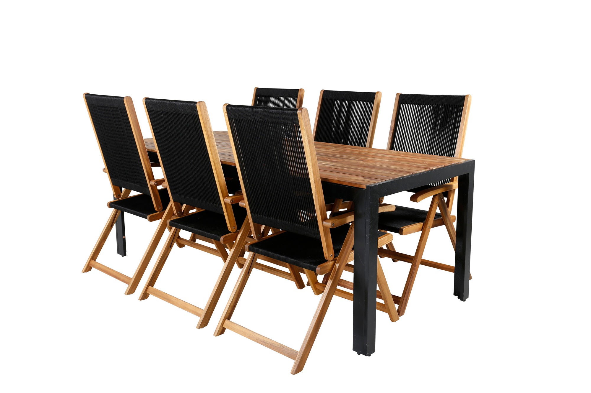 Venture Home Bois spisebord 205*90cm - Black Legs / Acacia +Little John foldable stol - Rope / Acacia_6