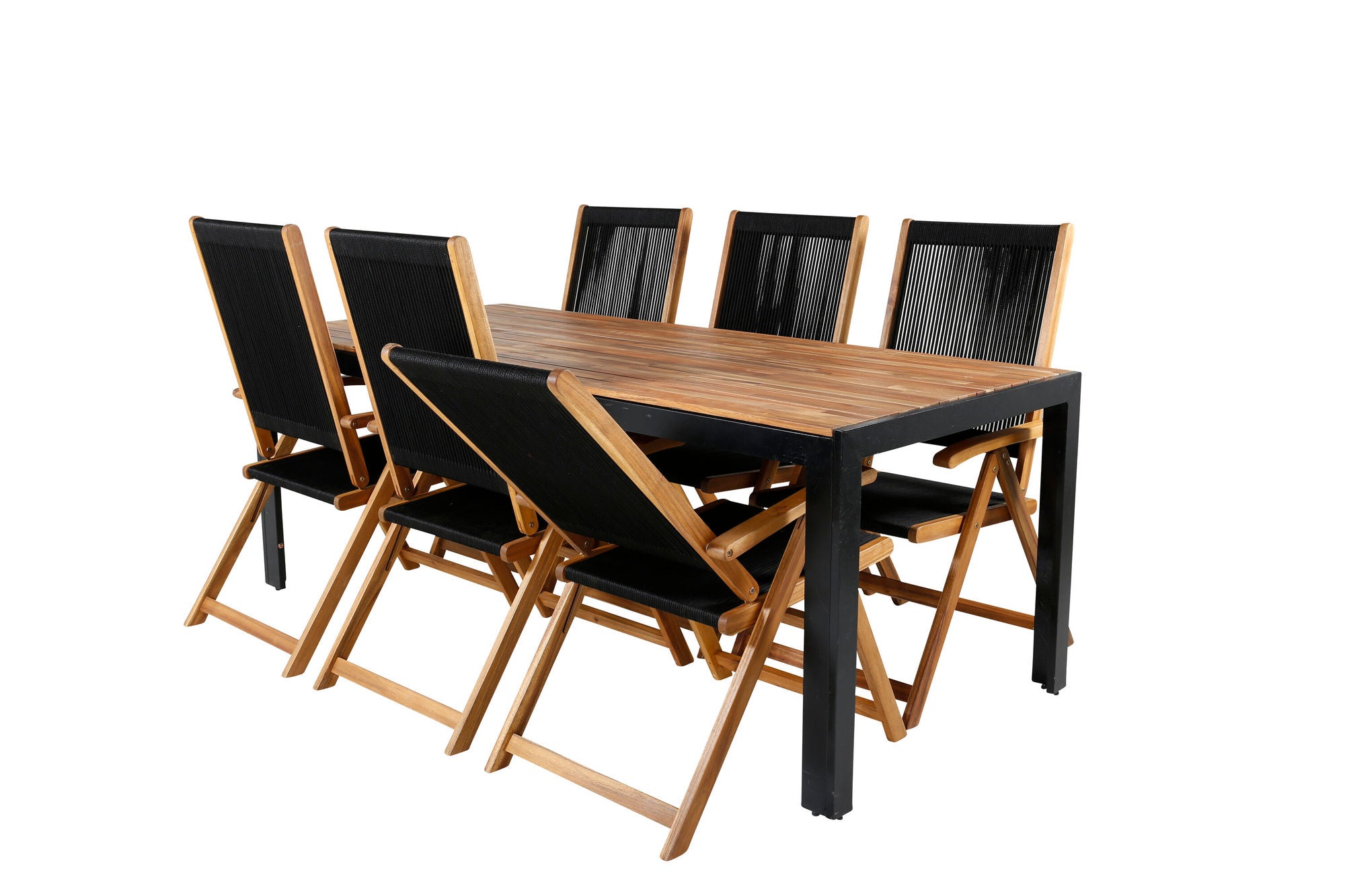 Venture Home Bois spisebord 205*90cm - Black Legs / Acacia +Little John foldable stol - Rope / Acacia_6