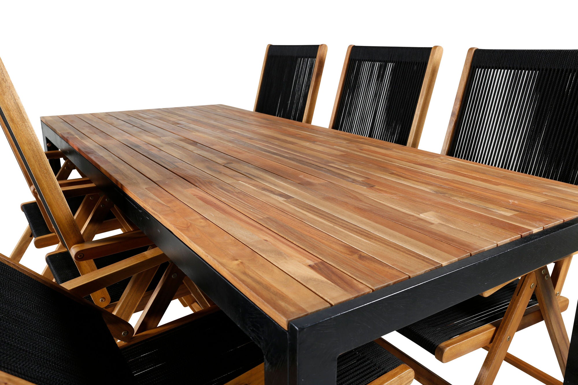 Venture Home Bois spisebord 205*90cm - Black Legs / Acacia +Little John foldable stol - Rope / Acacia_6