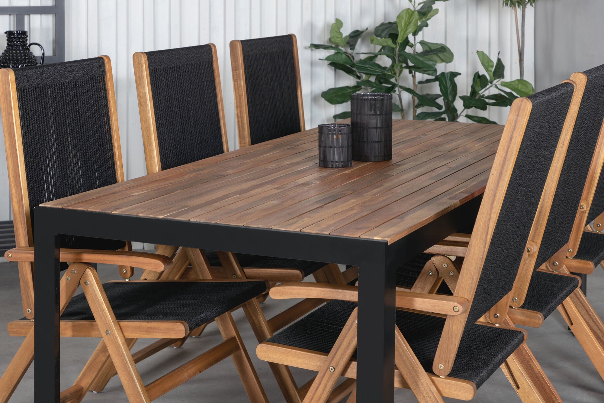 Venture Home Bois spisebord 205*90cm - Black Legs / Acacia +Little John foldable stol - Rope / Acacia_6