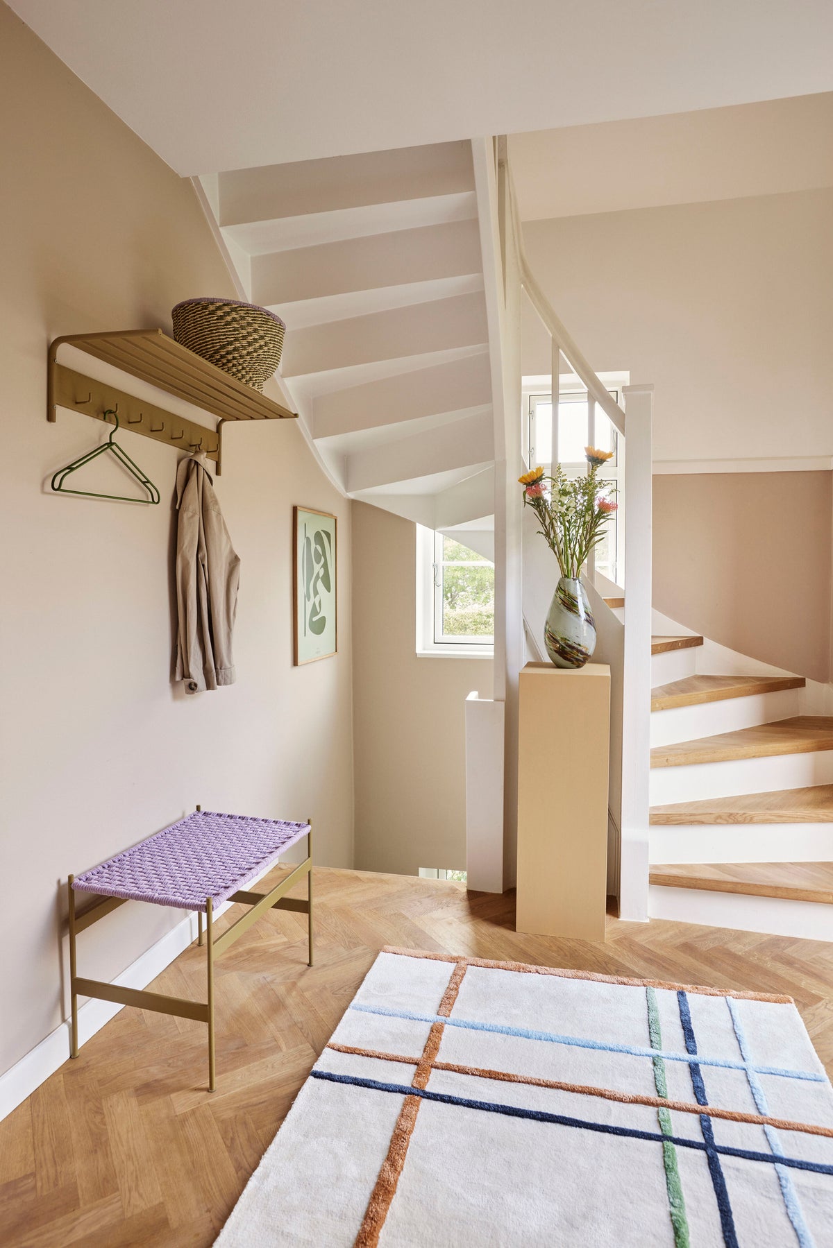 Blødt gulvtæppe beige/multifarvet