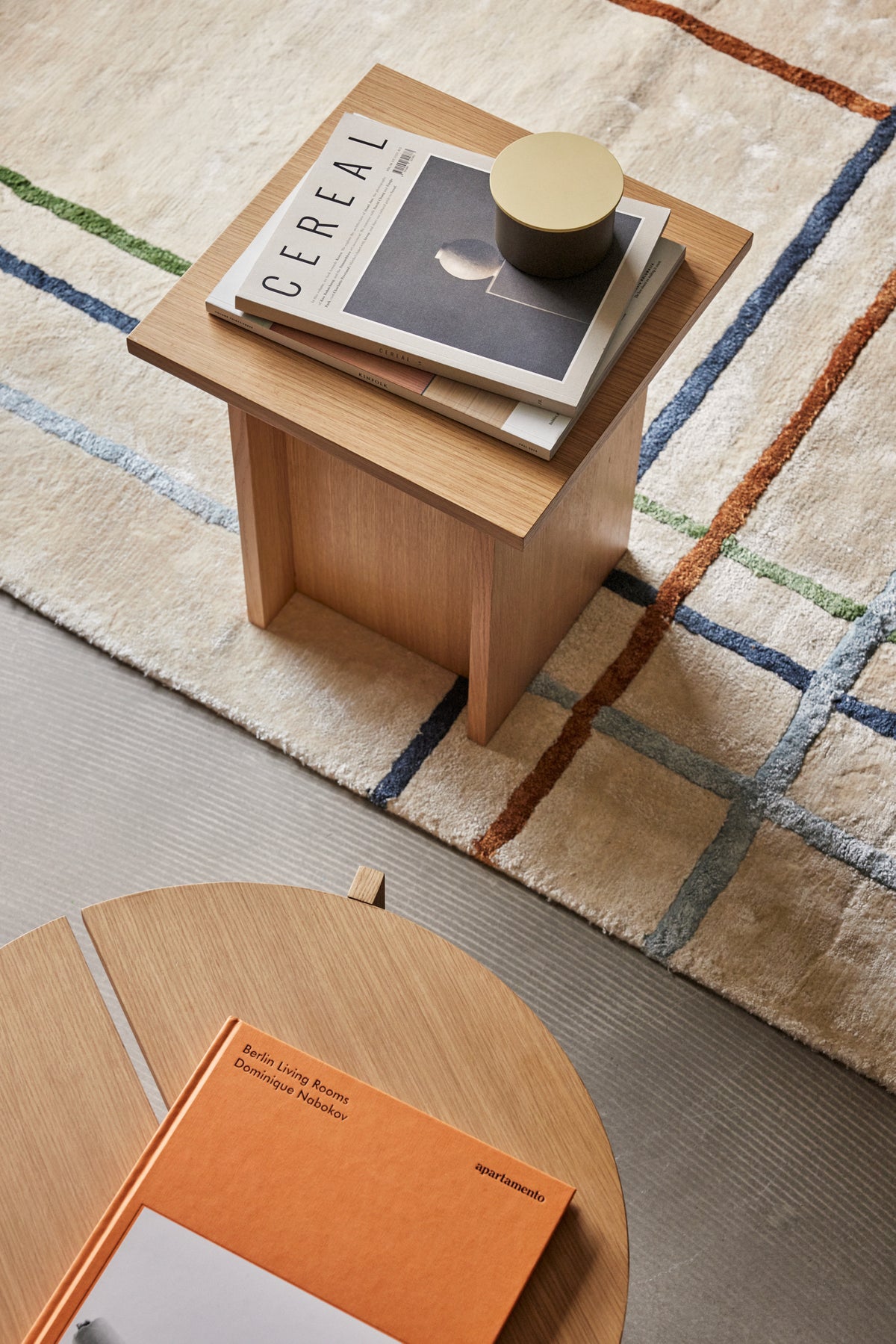 Blødt gulvtæppe beige/multifarvet