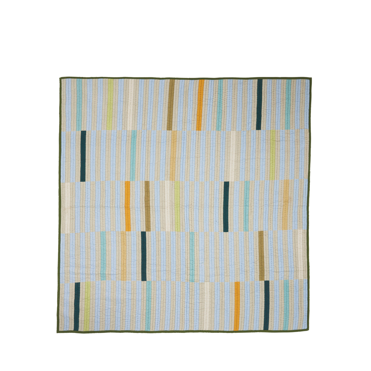 Twist sengetæppe Block 260x260 mørkegrøn/multifarvet