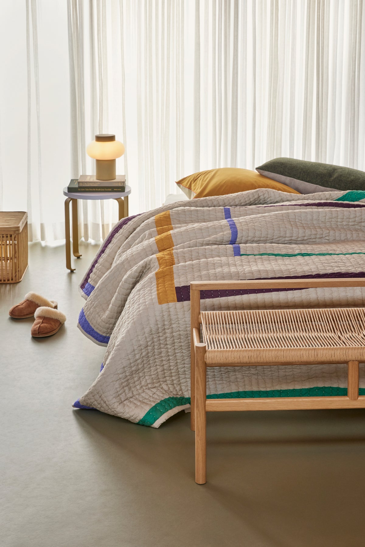 Twist Sengetæppe Kvadratisk 260x260 Sand/Multifarvet