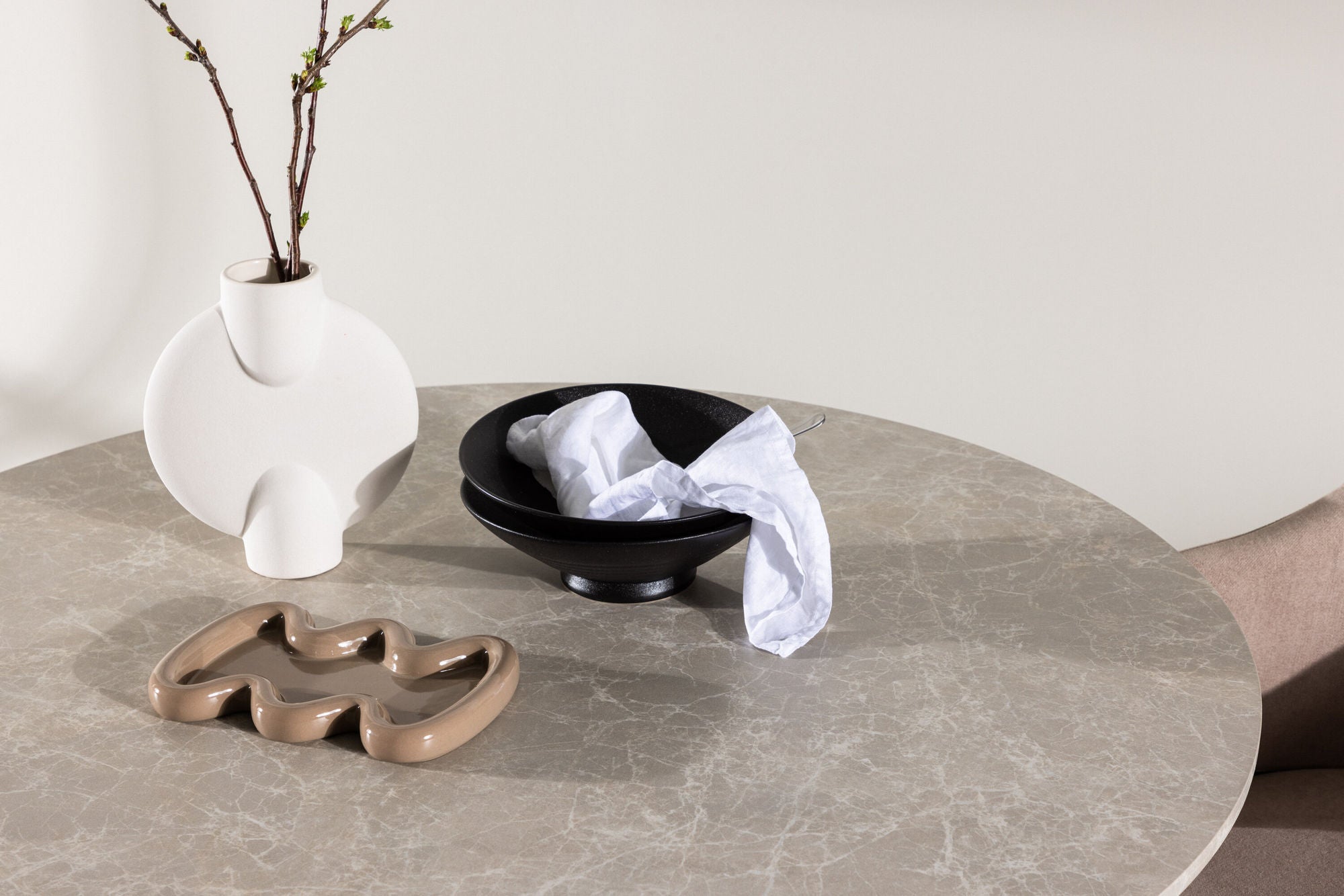Venture Home Lycke spisebord ⌀110 - Beige / Marblelook