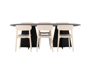 Venture Home Bootcut Oval spisebord - Black / Black Fanéer +Åstol Spisebordsstol - Nature Wood plastic composite _6