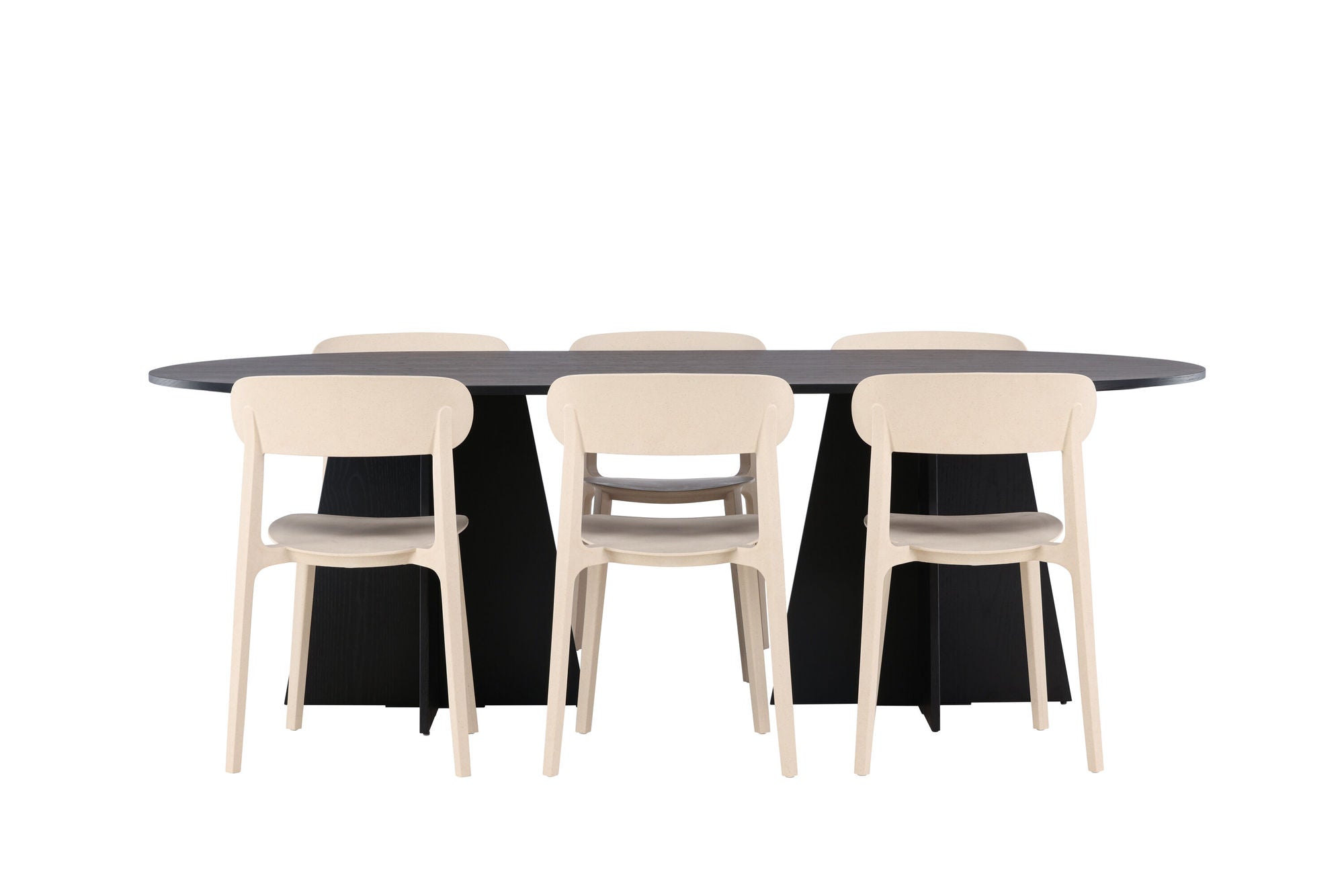 Venture Home Bootcut Oval spisebord - Black / Black Fanéer +Åstol Spisebordsstol - Nature Wood plastic composite _6