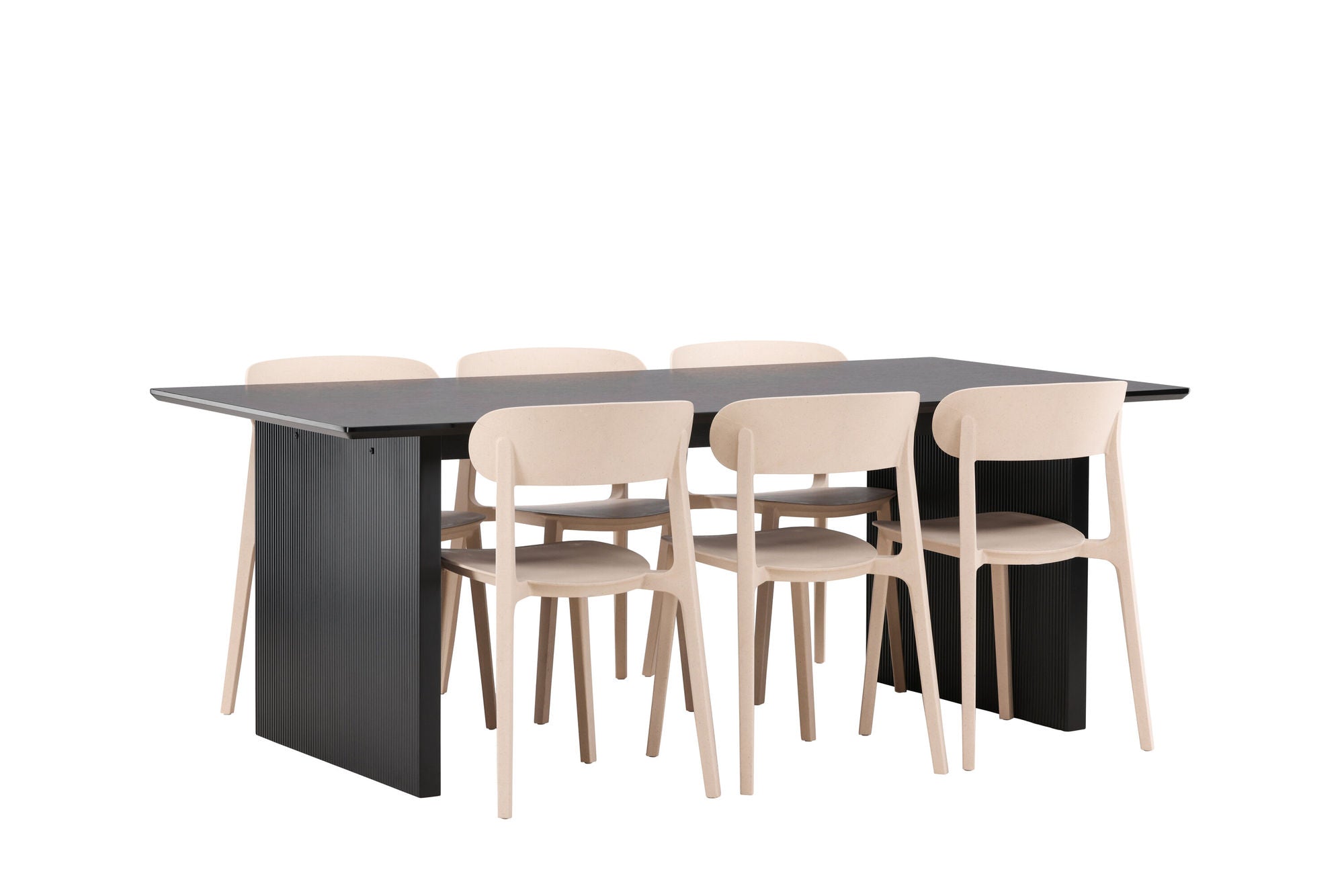 Venture Home Vail spisebord - Black / Smoked Black MDF +Åstol Spisebordsstol - Nature Wood plastic composite _6