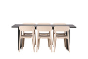Venture Home Vail spisebord - Black / Smoked Black MDF +Åstol Spisebordsstol - Nature Wood plastic composite _6