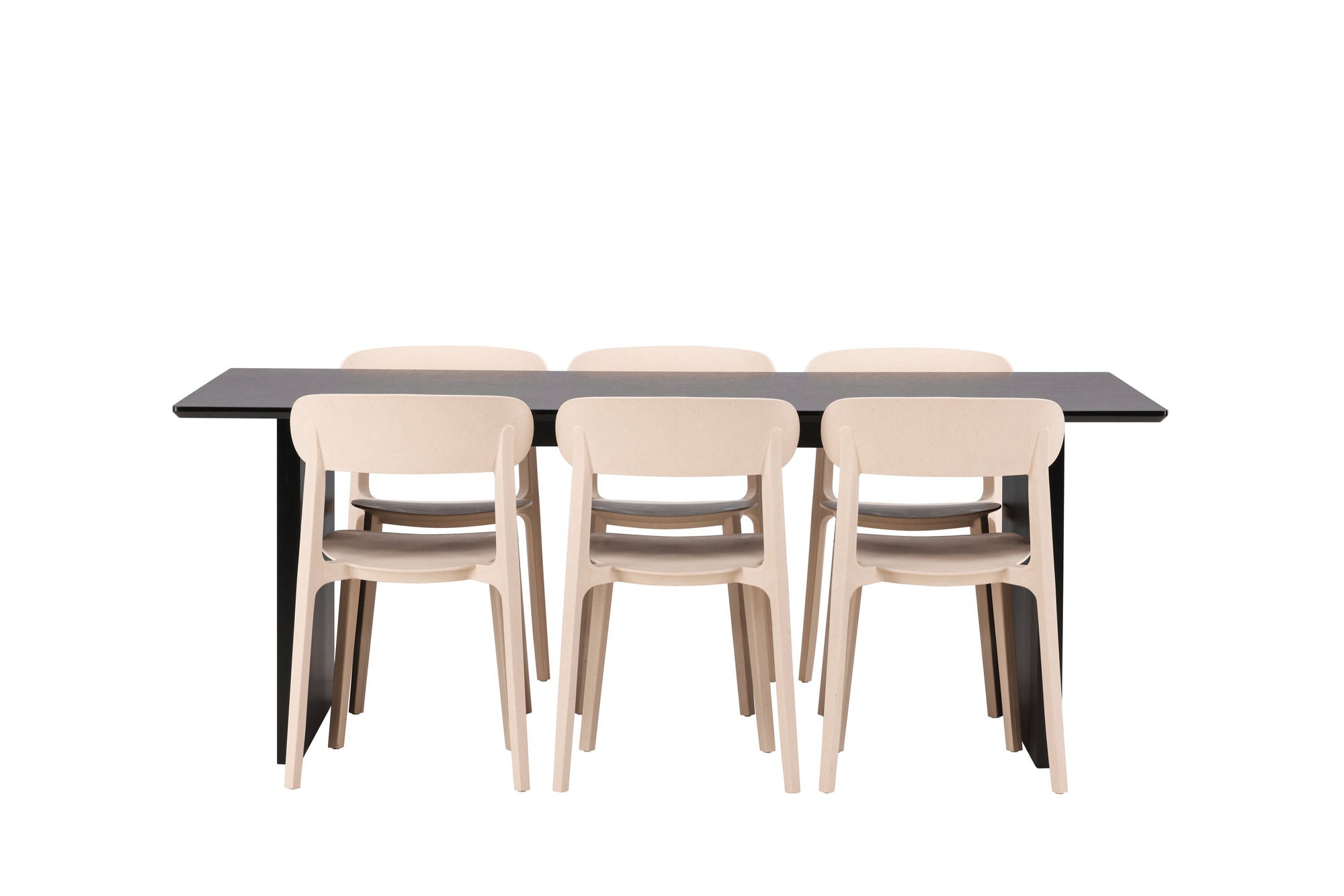 Venture Home Vail spisebord - Black / Smoked Black MDF +Åstol Spisebordsstol - Nature Wood plastic composite _6