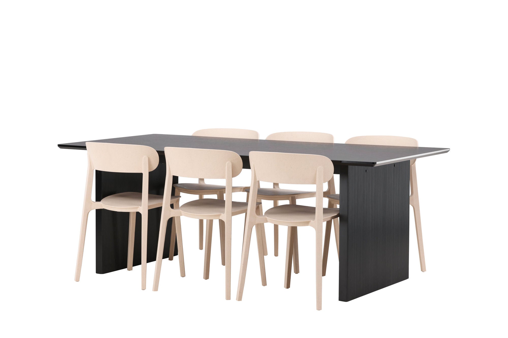 Venture Home Vail spisebord - Black / Smoked Black MDF +Åstol Spisebordsstol - Nature Wood plastic composite _6