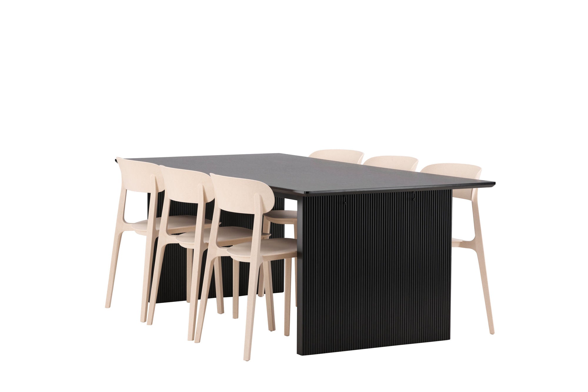 Venture Home Vail spisebord - Black / Smoked Black MDF +Åstol Spisebordsstol - Nature Wood plastic composite _6