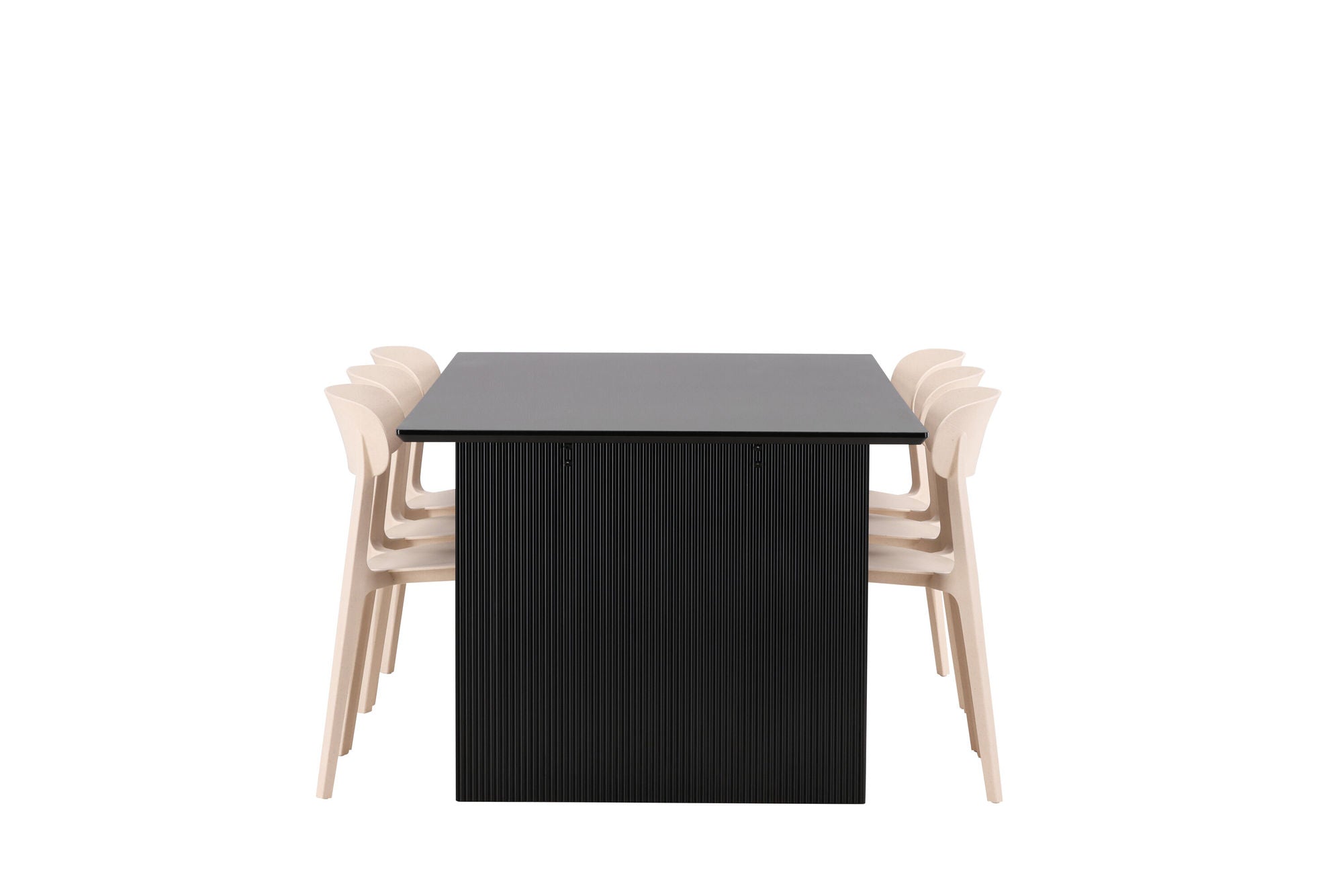 Venture Home Vail spisebord - Black / Smoked Black MDF +Åstol Spisebordsstol - Nature Wood plastic composite _6