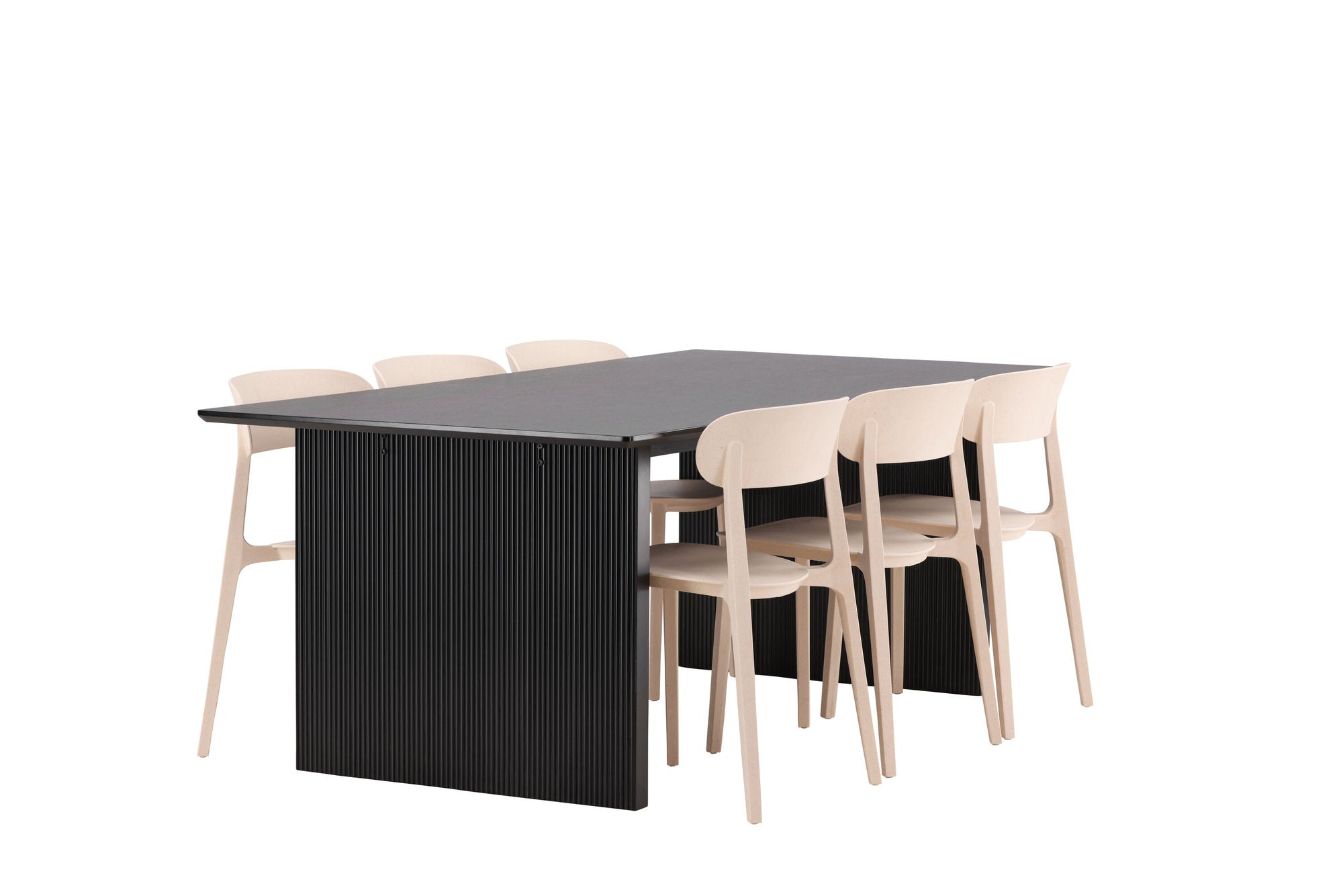 Venture Home Vail spisebord - Black / Smoked Black MDF +Åstol Spisebordsstol - Nature Wood plastic composite _6