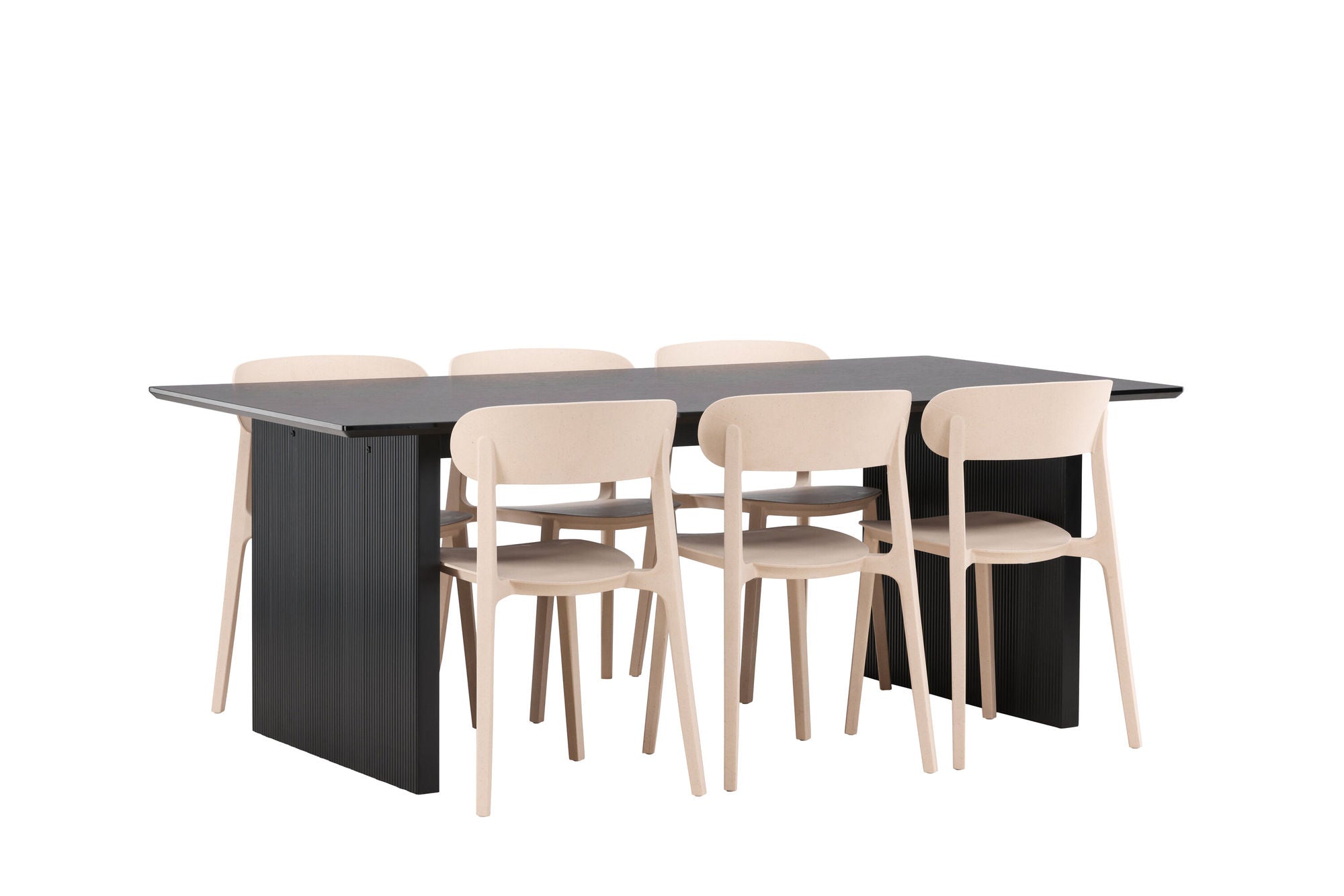 Venture Home Vail spisebord - Black / Smoked Black MDF +Åstol Spisebordsstol - Nature Wood plastic composite _6