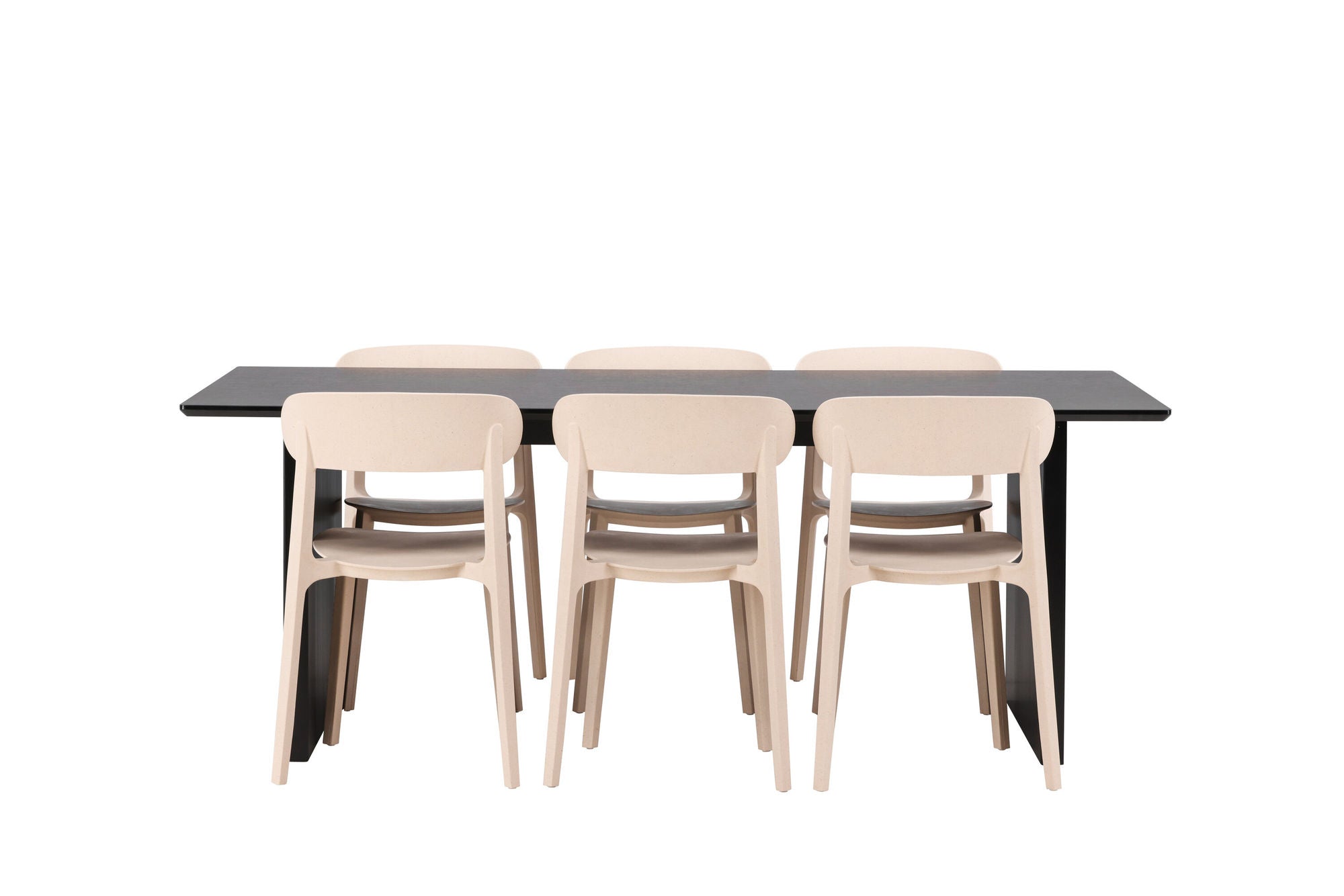 Venture Home Vail spisebord - Black / Smoked Black MDF +Åstol Spisebordsstol - Nature Wood plastic composite _6