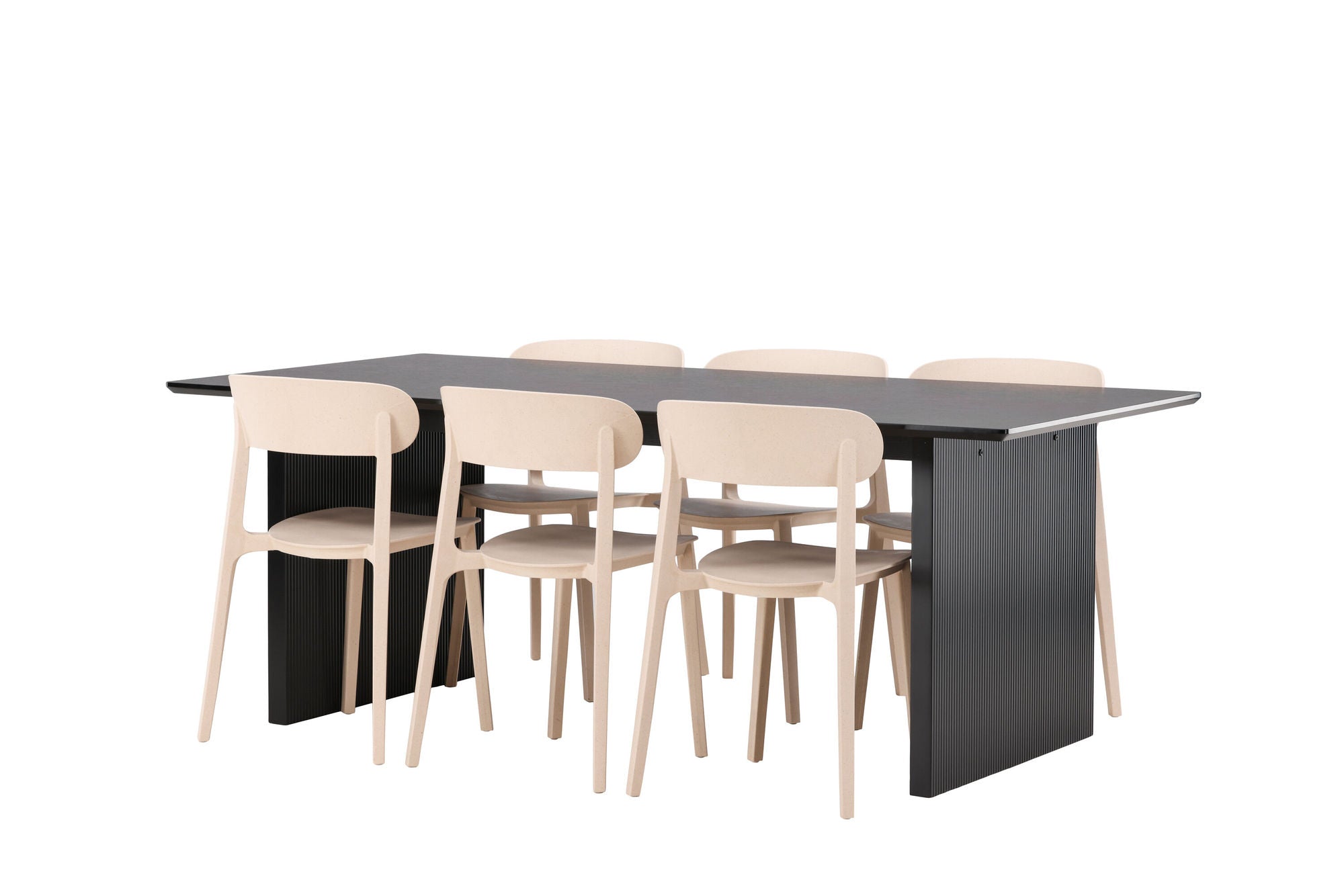Venture Home Vail spisebord - Black / Smoked Black MDF +Åstol Spisebordsstol - Nature Wood plastic composite _6