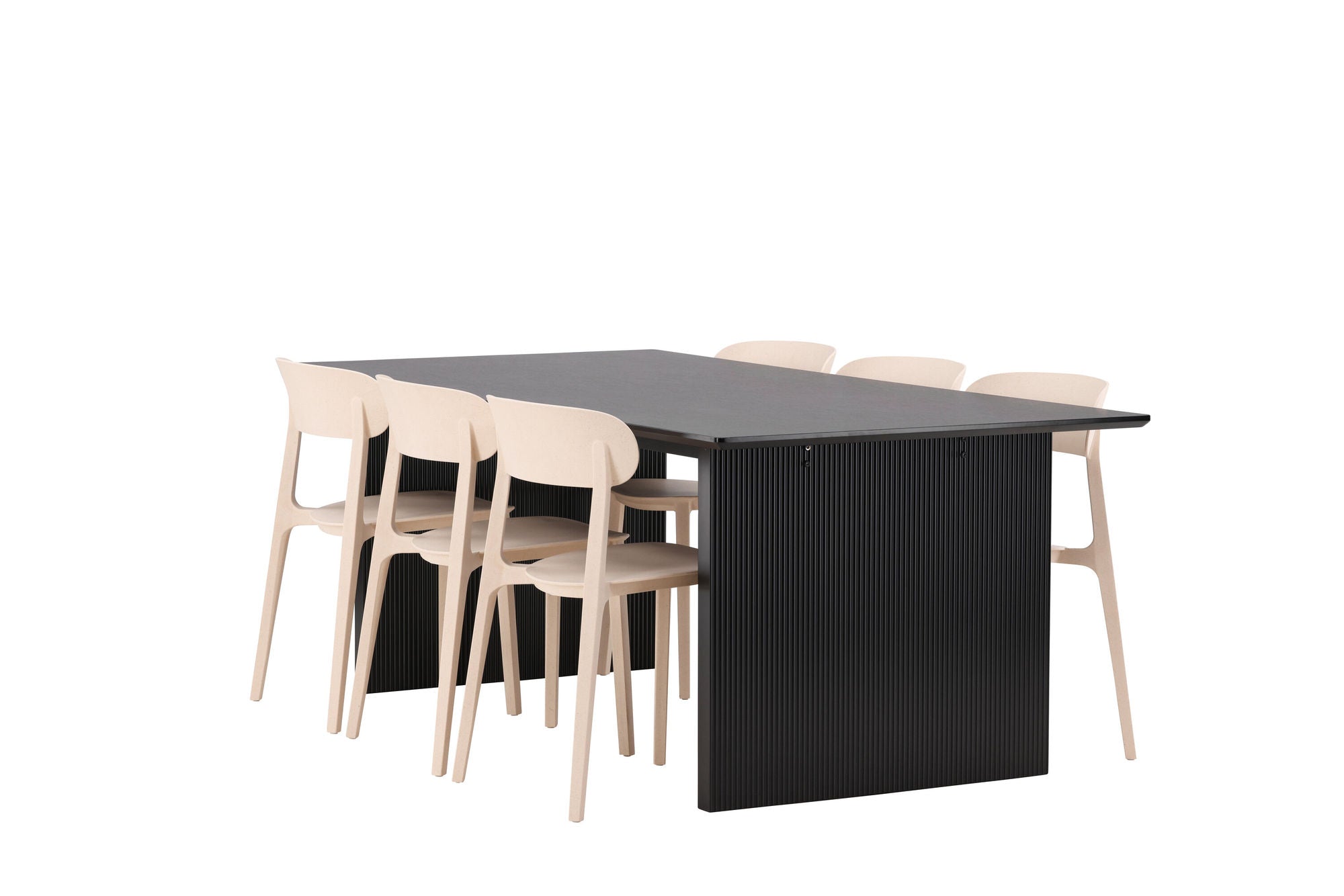 Venture Home Vail spisebord - Black / Smoked Black MDF +Åstol Spisebordsstol - Nature Wood plastic composite _6