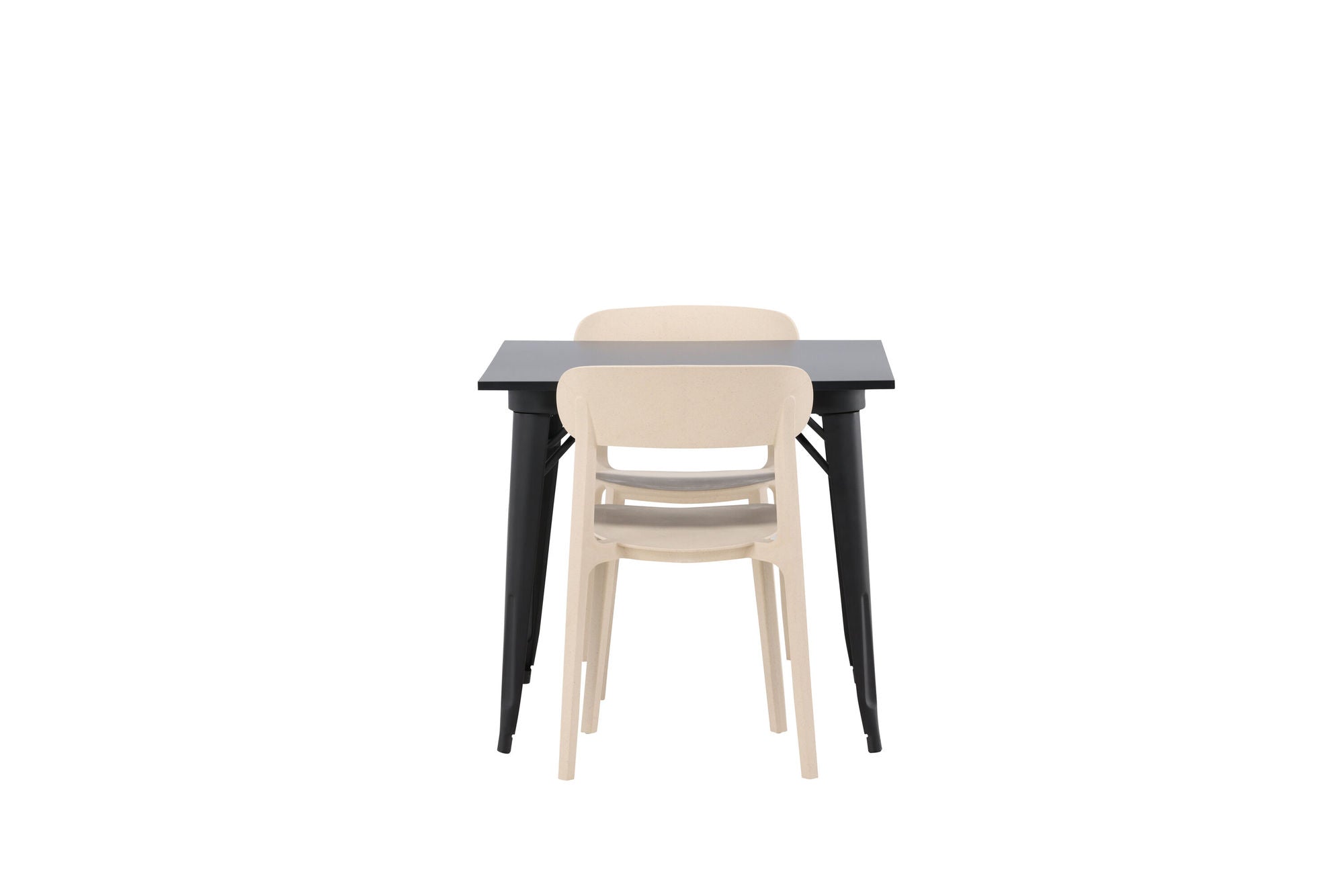 Venture Home Tempe spisebord - Black / Black MDF +Åstol Spisebordsstol - Nature Wood plastic composite _2