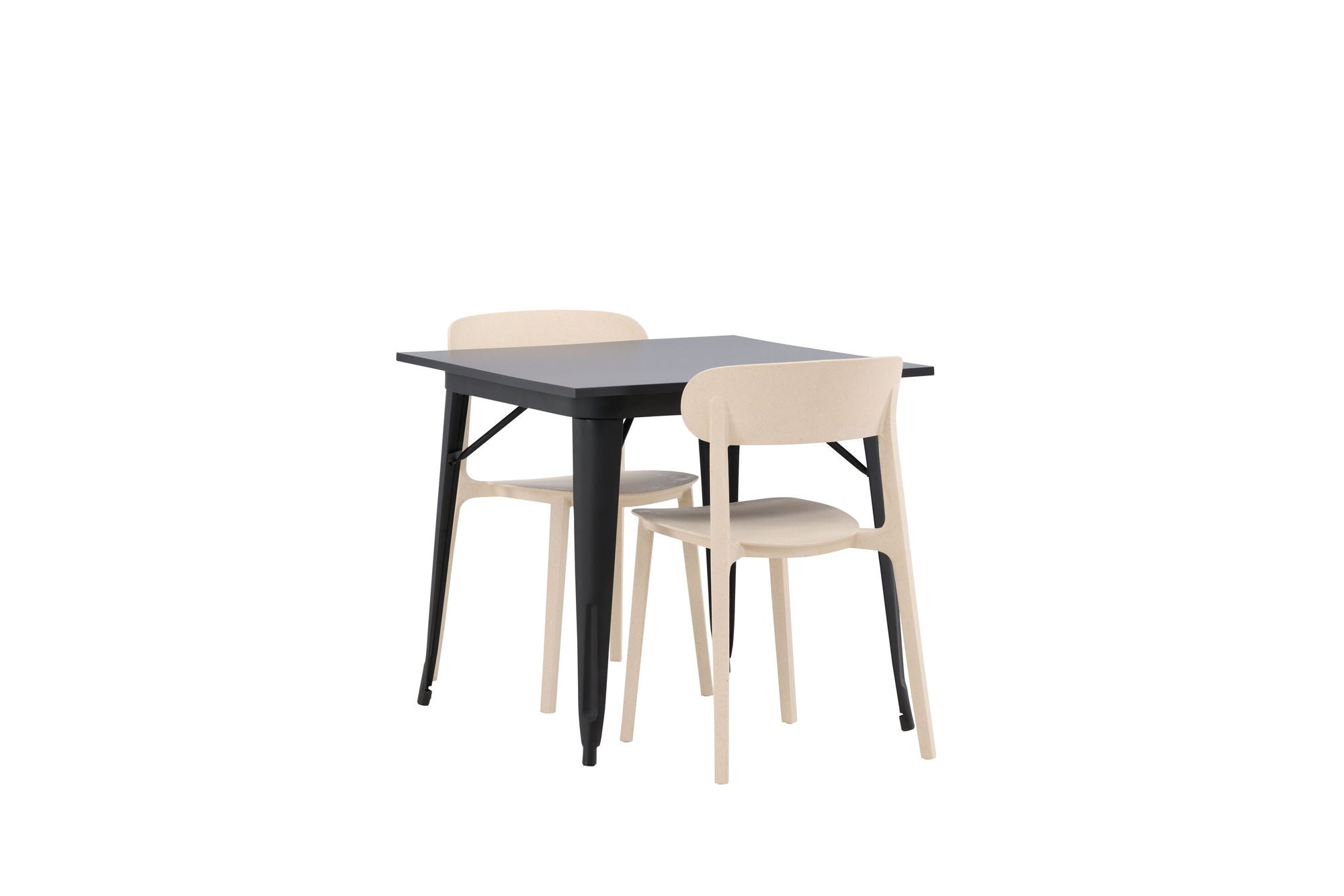 Venture Home Tempe spisebord - Black / Black MDF +Åstol Spisebordsstol - Nature Wood plastic composite _2