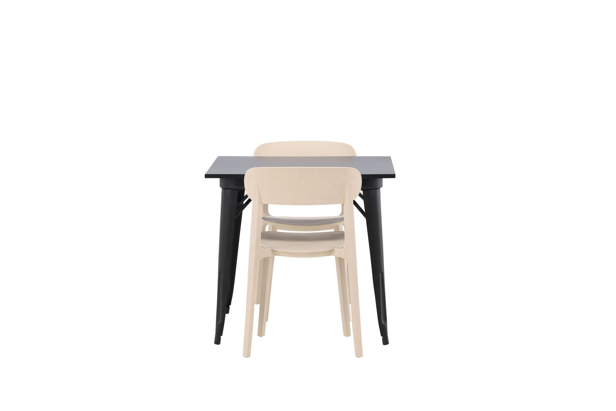 Venture Home Tempe spisebord - Black / Black MDF +Åstol Spisebordsstol - Nature Wood plastic composite _2