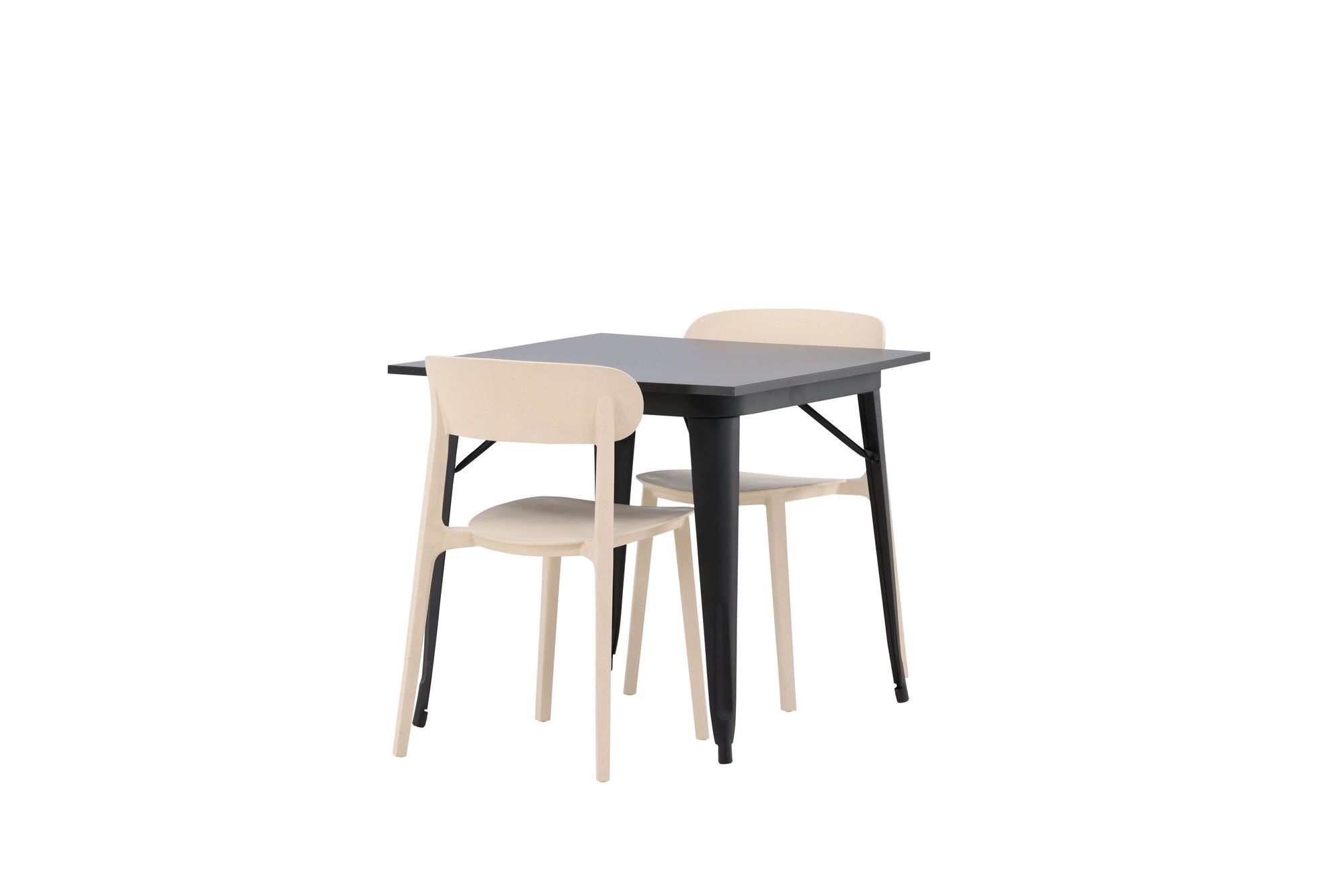 Venture Home Tempe spisebord - Black / Black MDF +Åstol Spisebordsstol - Nature Wood plastic composite _2