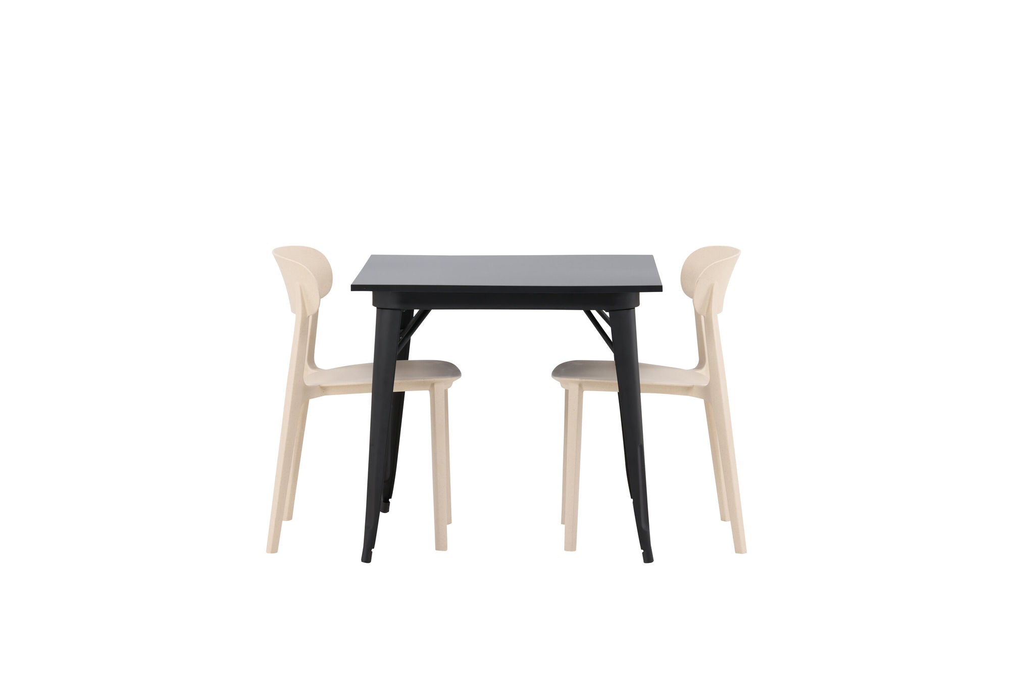 Venture Home Tempe spisebord - Black / Black MDF +Åstol Spisebordsstol - Nature Wood plastic composite _2