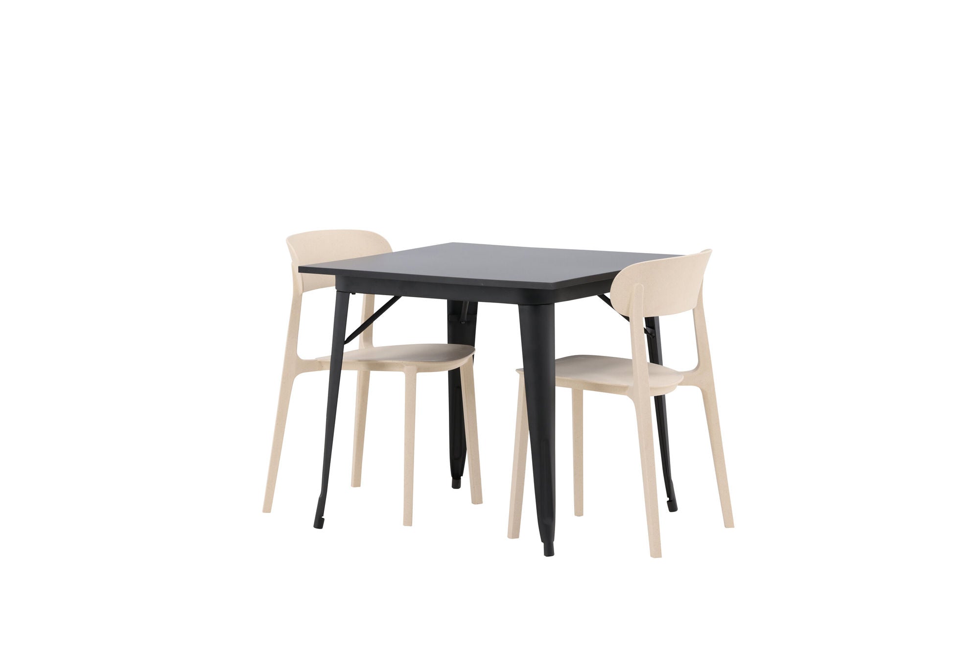 Venture Home Tempe spisebord - Black / Black MDF +Åstol Spisebordsstol - Nature Wood plastic composite _2
