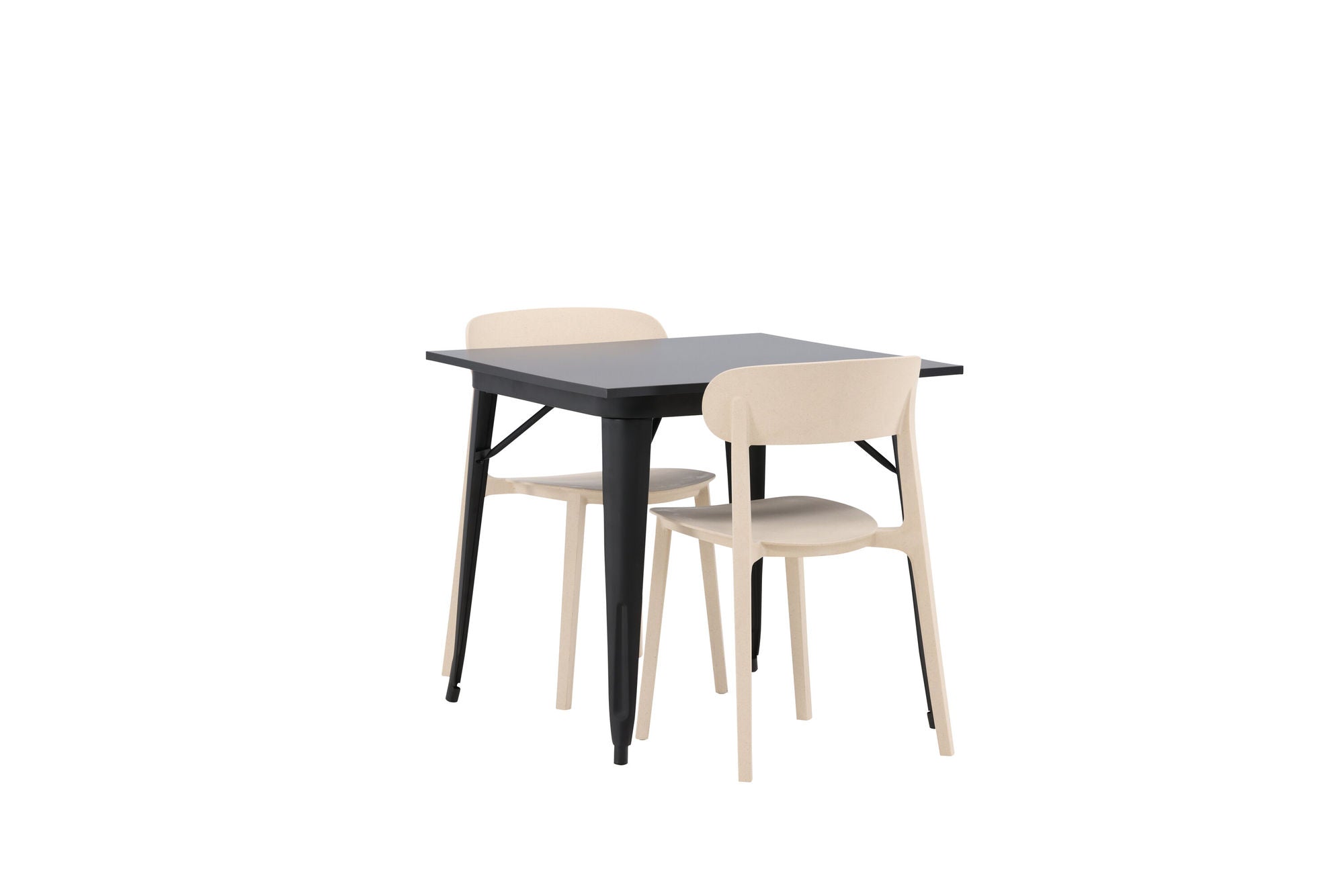 Venture Home Tempe spisebord - Black / Black MDF +Åstol Spisebordsstol - Nature Wood plastic composite _2
