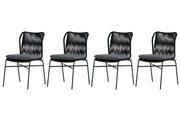 Venture Home Julian Spisebordsstol 4-pack - Black Steel / Black Rope (stackable)