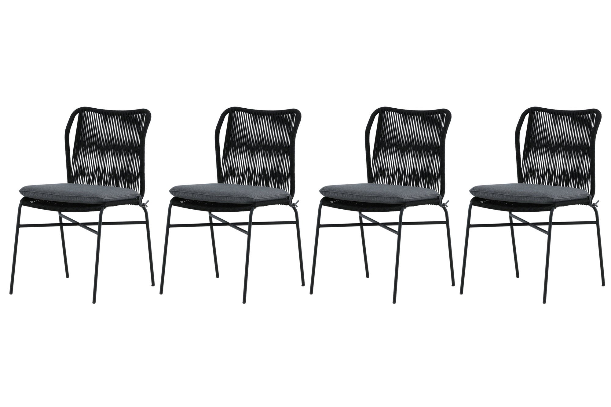 Venture Home Julian Spisebordsstol 4-pack - Black Steel / Black Rope (stackable)