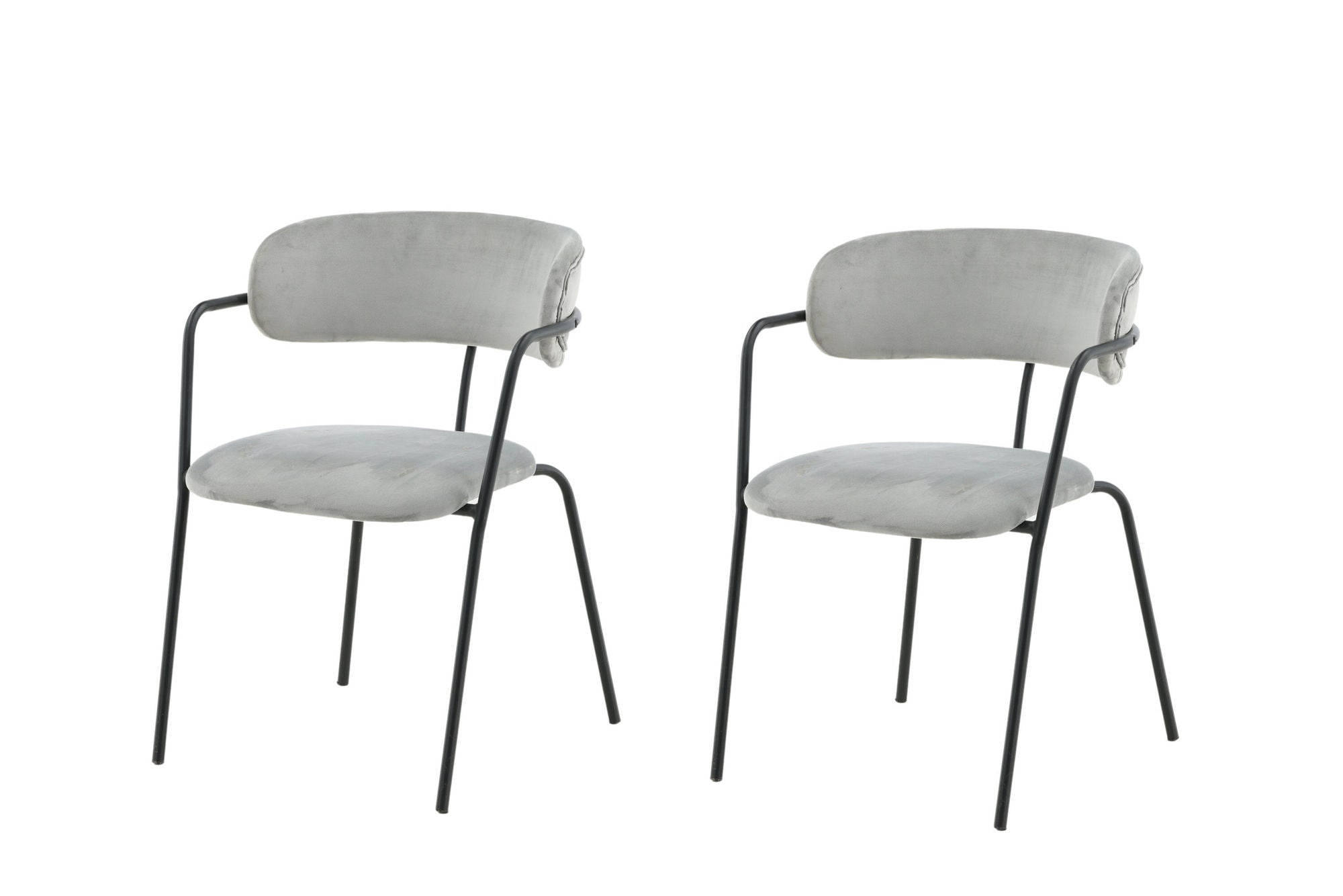 Venture Home Arrow Armchair 2-pack - Black Legs - Grey Velvet