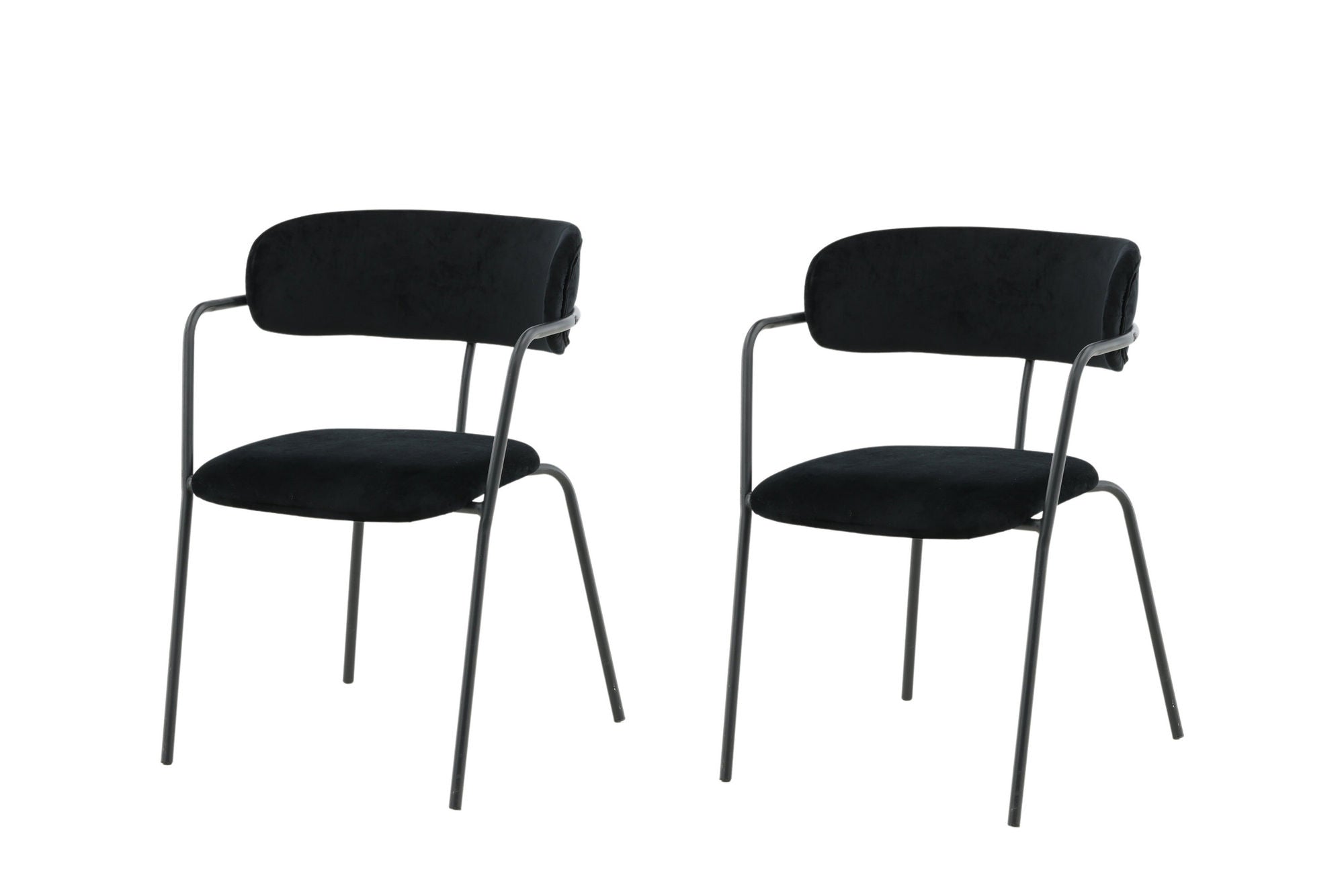 Venture Home Arrow Armchair 2-pack - Black Legs - Black Velvet