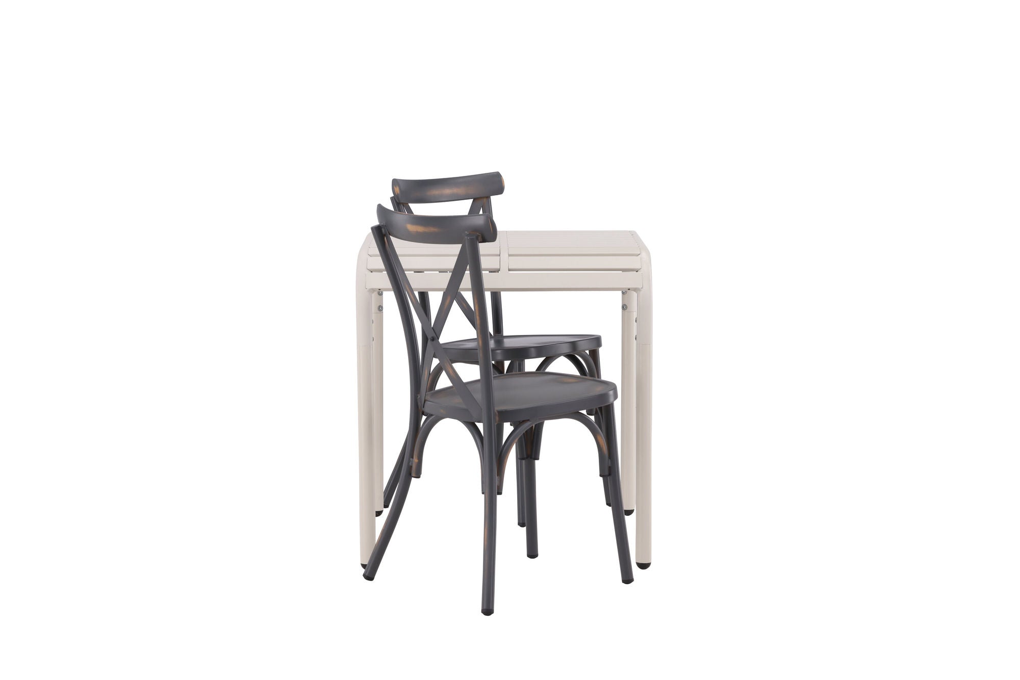 Venture Home Borneo Cafebord Aluminium - Beige / Kvadrat 70*70* +Tablas Diningchair Aluminium - Black / _2