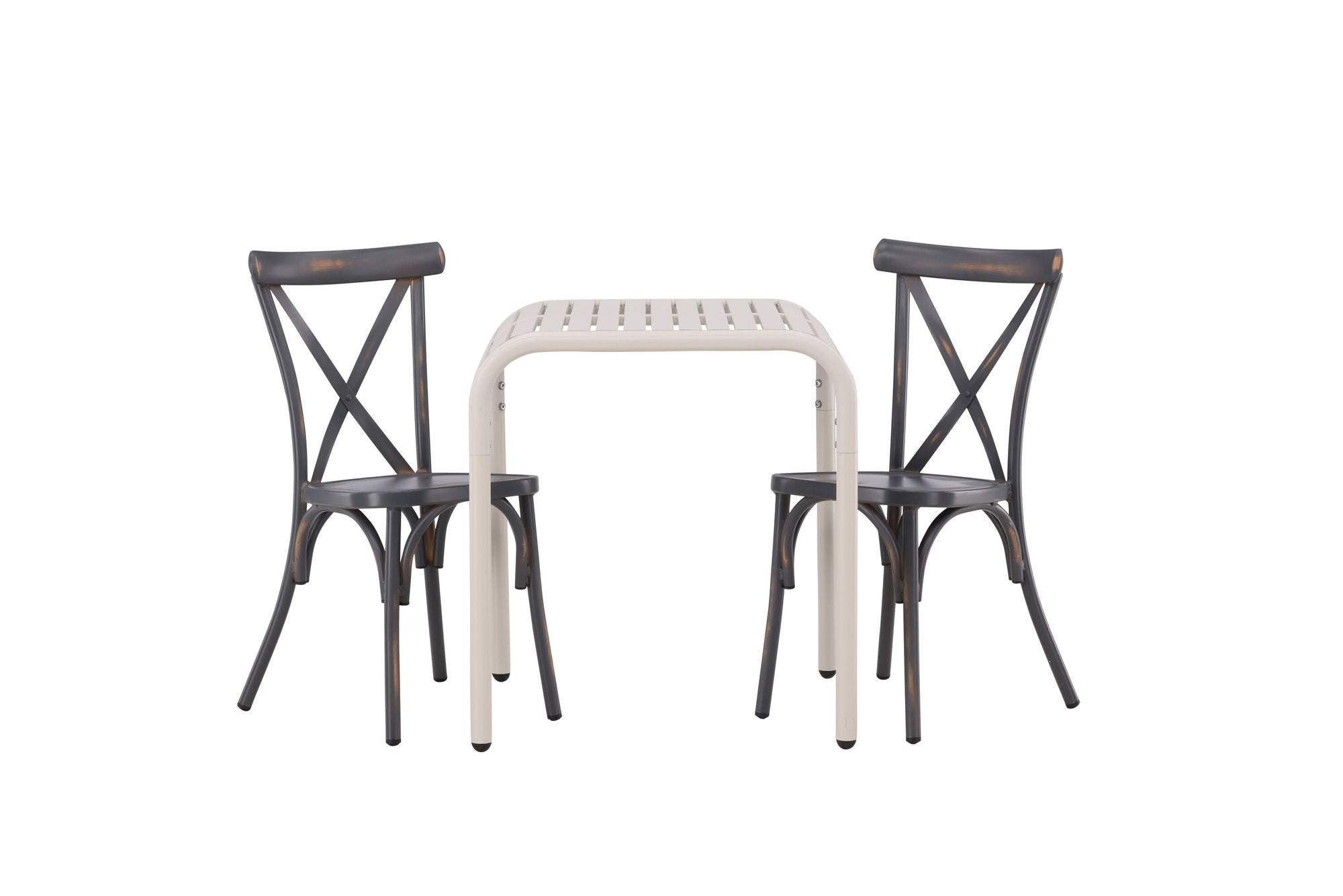 Venture Home Borneo Cafebord Aluminium - Beige / Kvadrat 70*70* +Tablas Diningchair Aluminium - Black / _2
