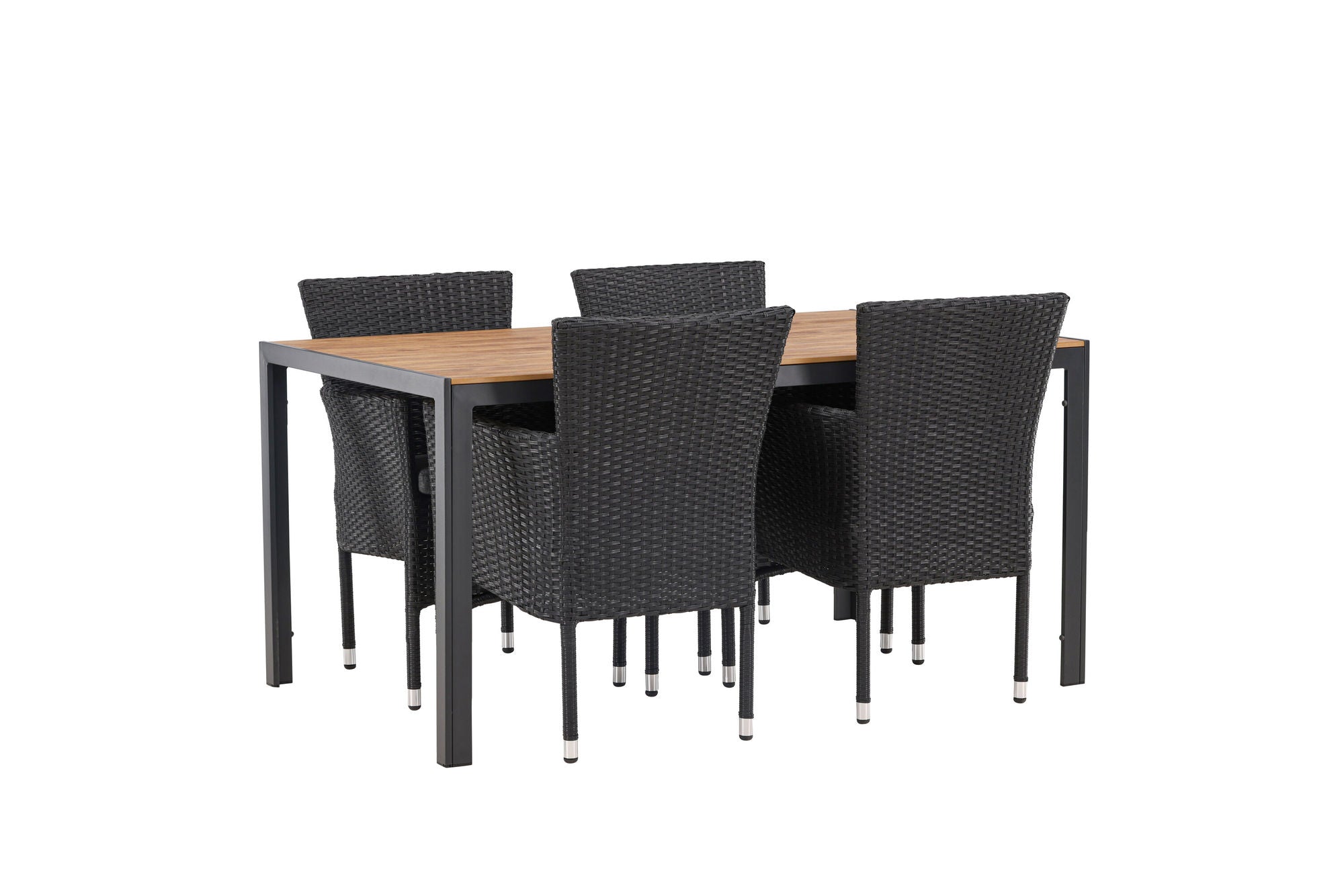 Venture Home Break Diningbord Alumnium - Black / Nature Rectangular 90*150* +Malina Diningchair Alumnium - Black / Wicker _4