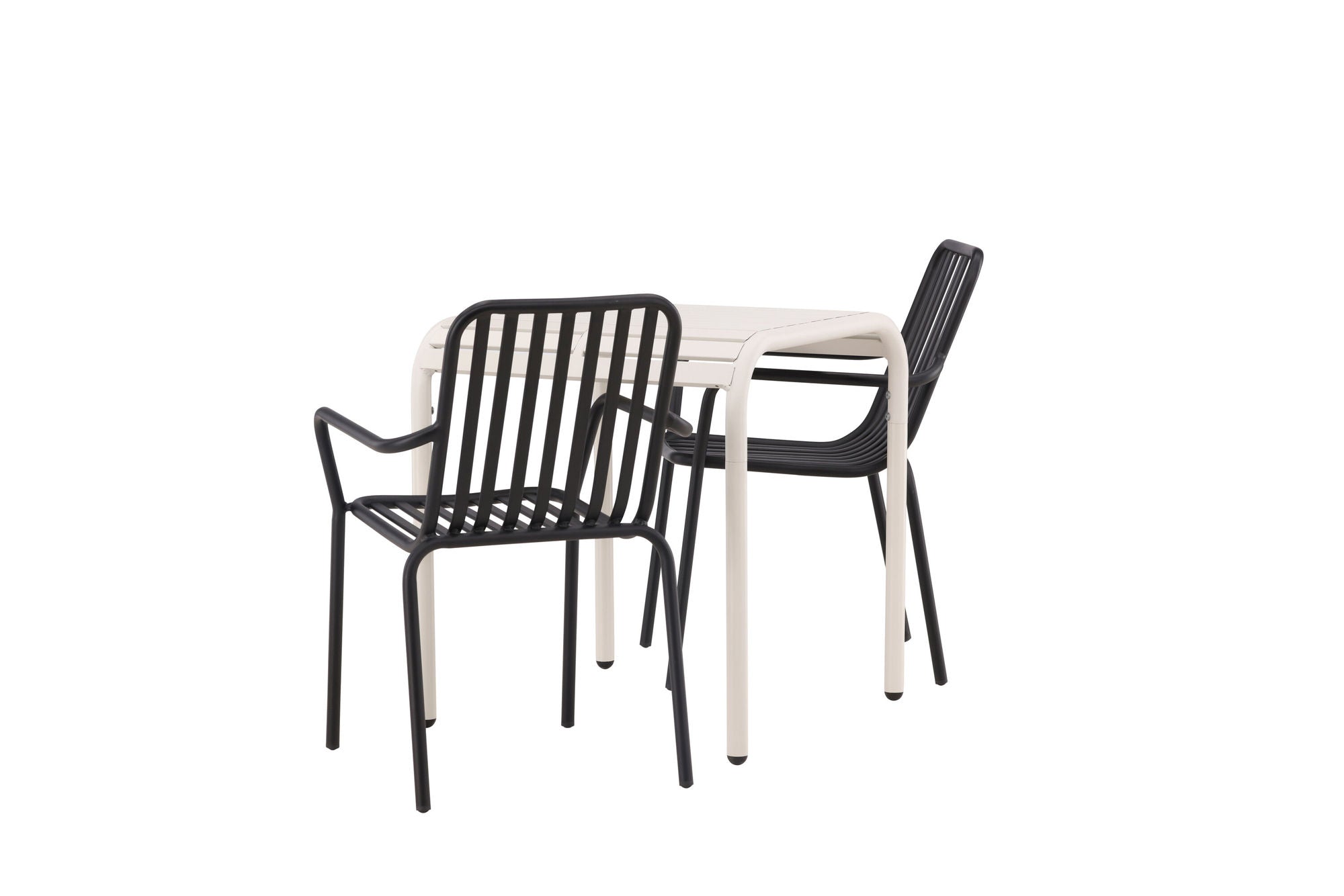 Venture Home Borneo Cafebord Aluminium - Beige / Kvadrat 70*70* +Peking Diningchair Aluminium - Black / _2