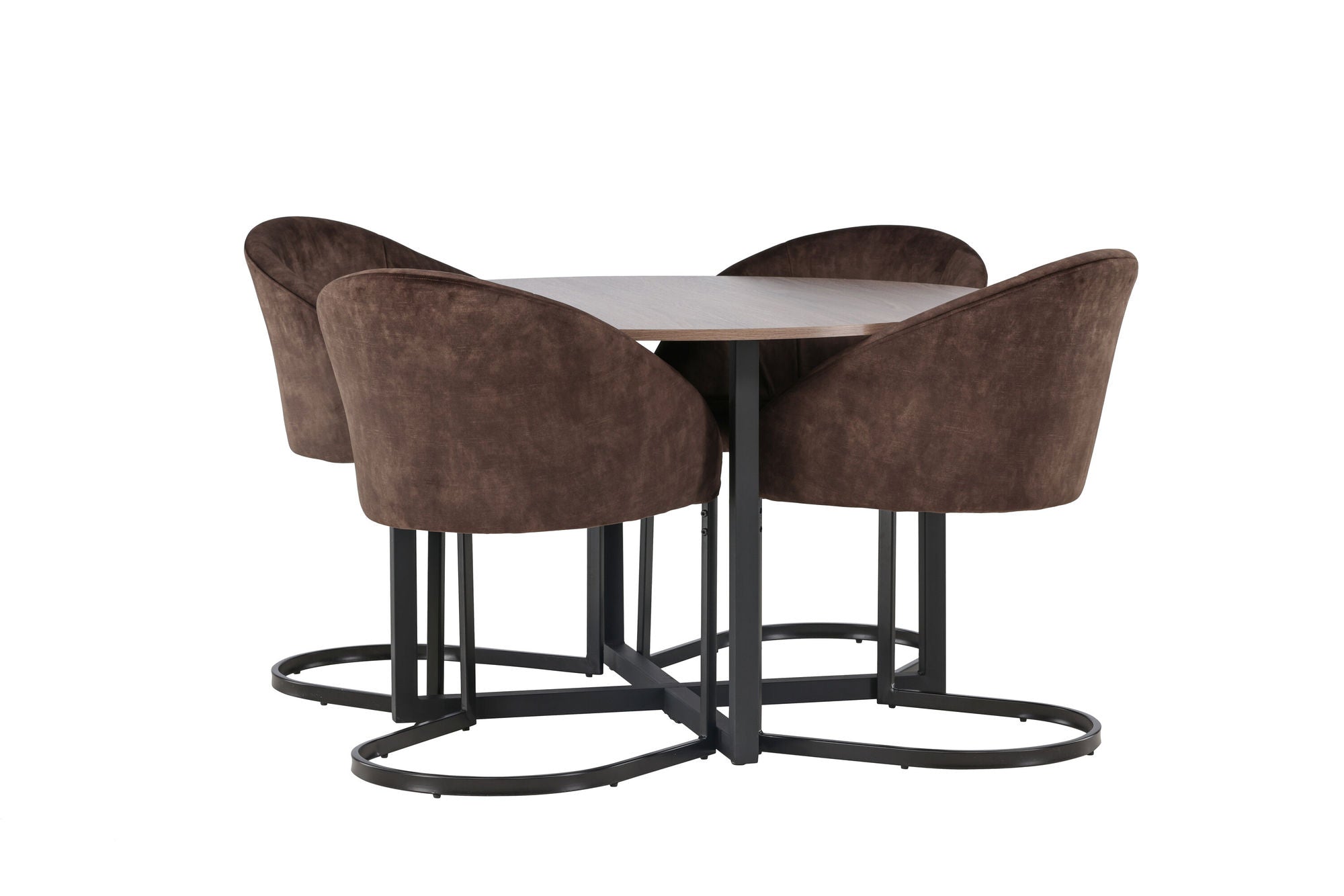Venture Home Durango spisebord - Black / Walnut MDF +Evening Spisebordsstol - Matte brown / Brown Fabric _4