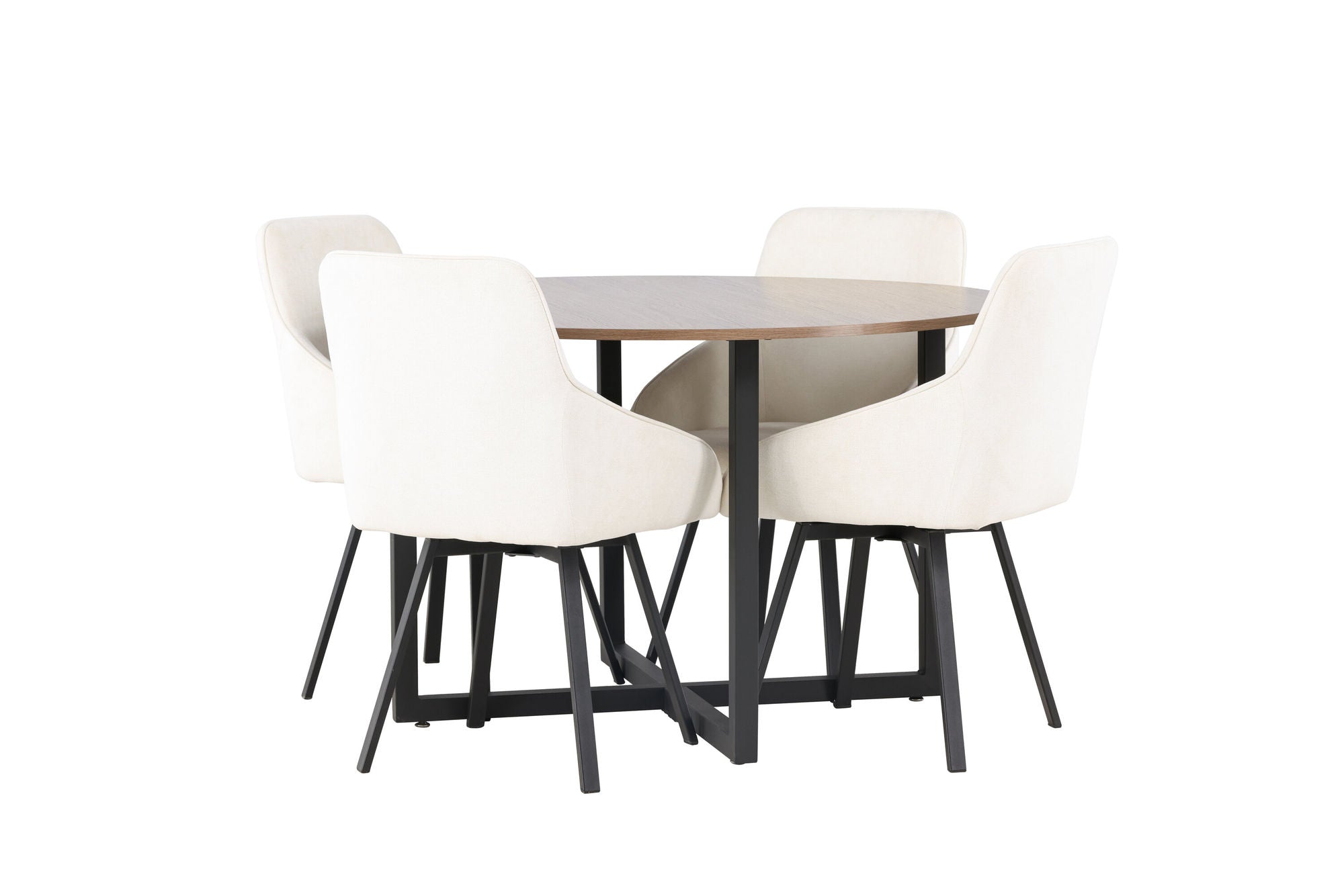 Venture Home Durango spisebord - Black / Walnut MDF +Rosie Spisebordsstol - Black / Beige Fabric _4