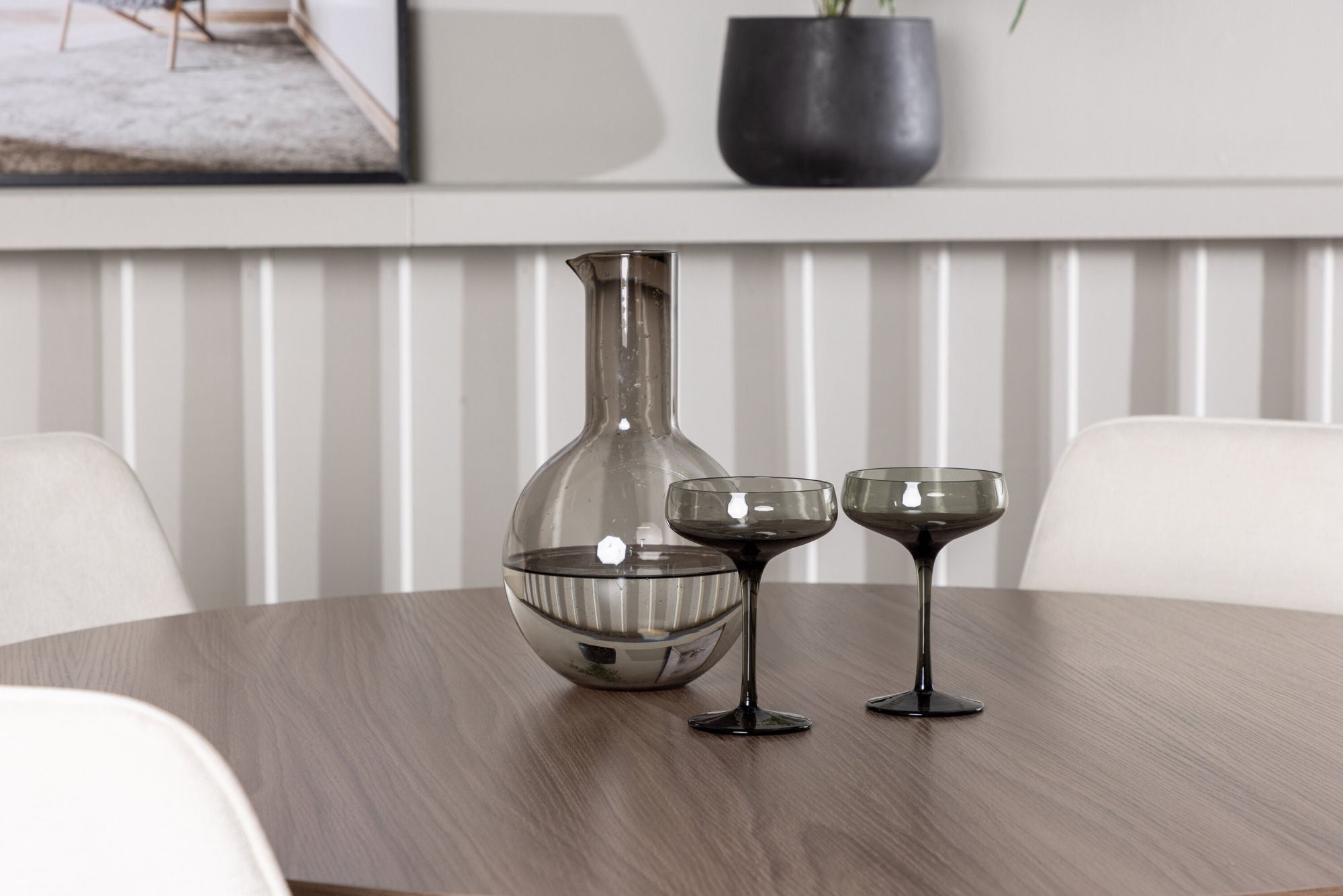 Venture Home Durango spisebord - Black / Walnut MDF +Rosie Spisebordsstol - Black / Beige Fabric _4