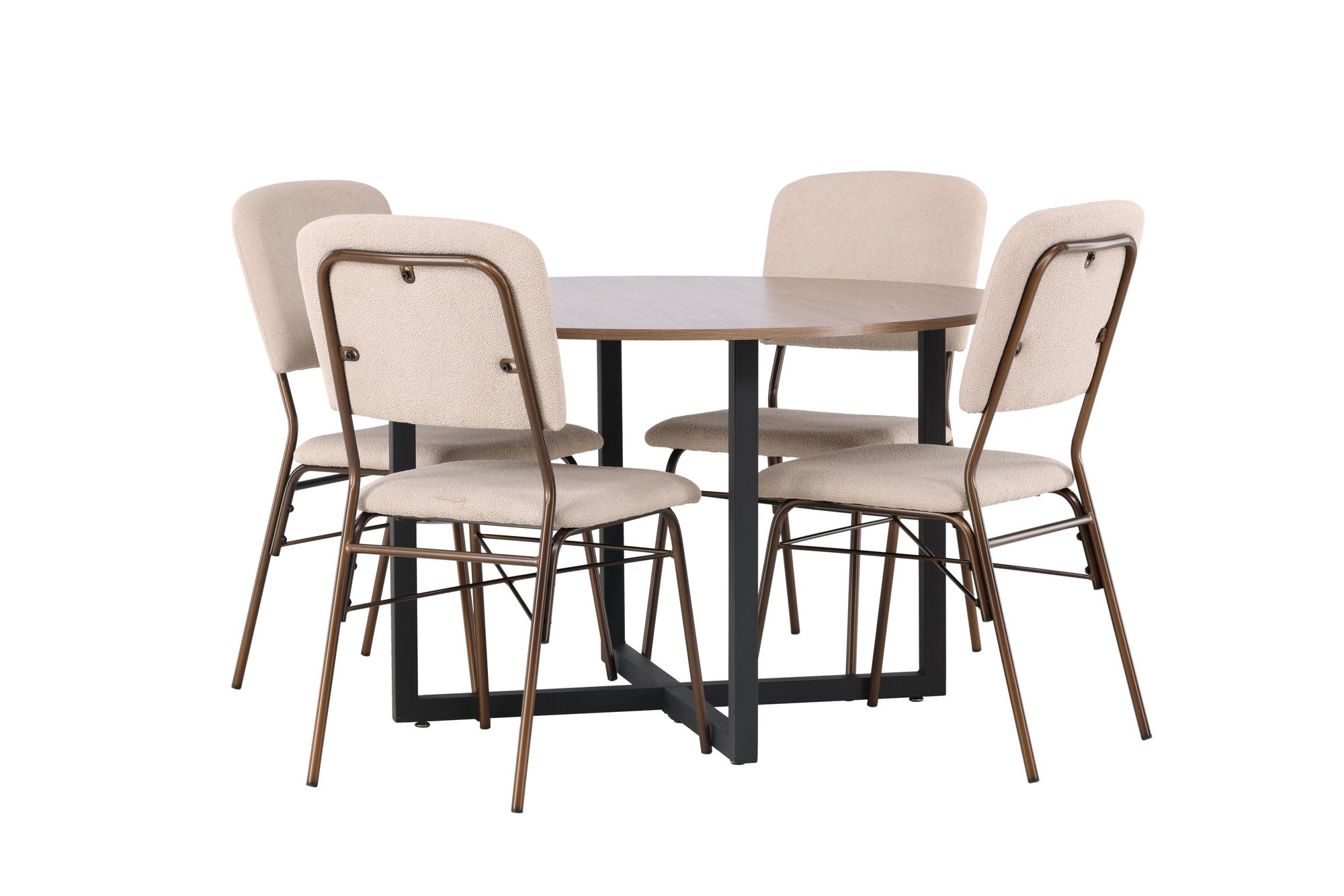 Venture Home Durango spisebord - Black / Walnut MDF +Seda Spisebordsstol - Matte brown / Beige Fabric _4