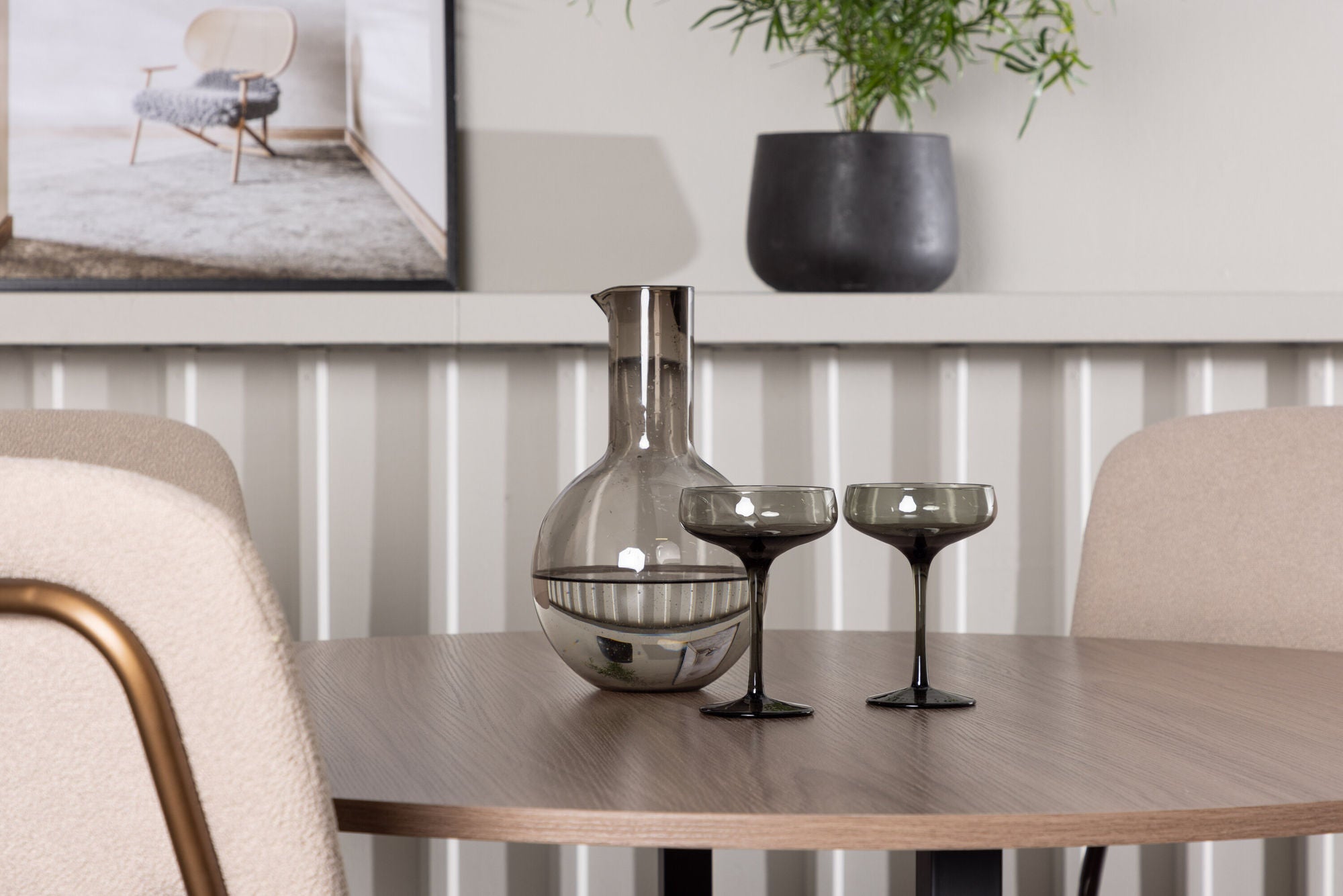 Venture Home Durango spisebord - Black / Walnut MDF +Seda Spisebordsstol - Matte brown / Beige Fabric _4