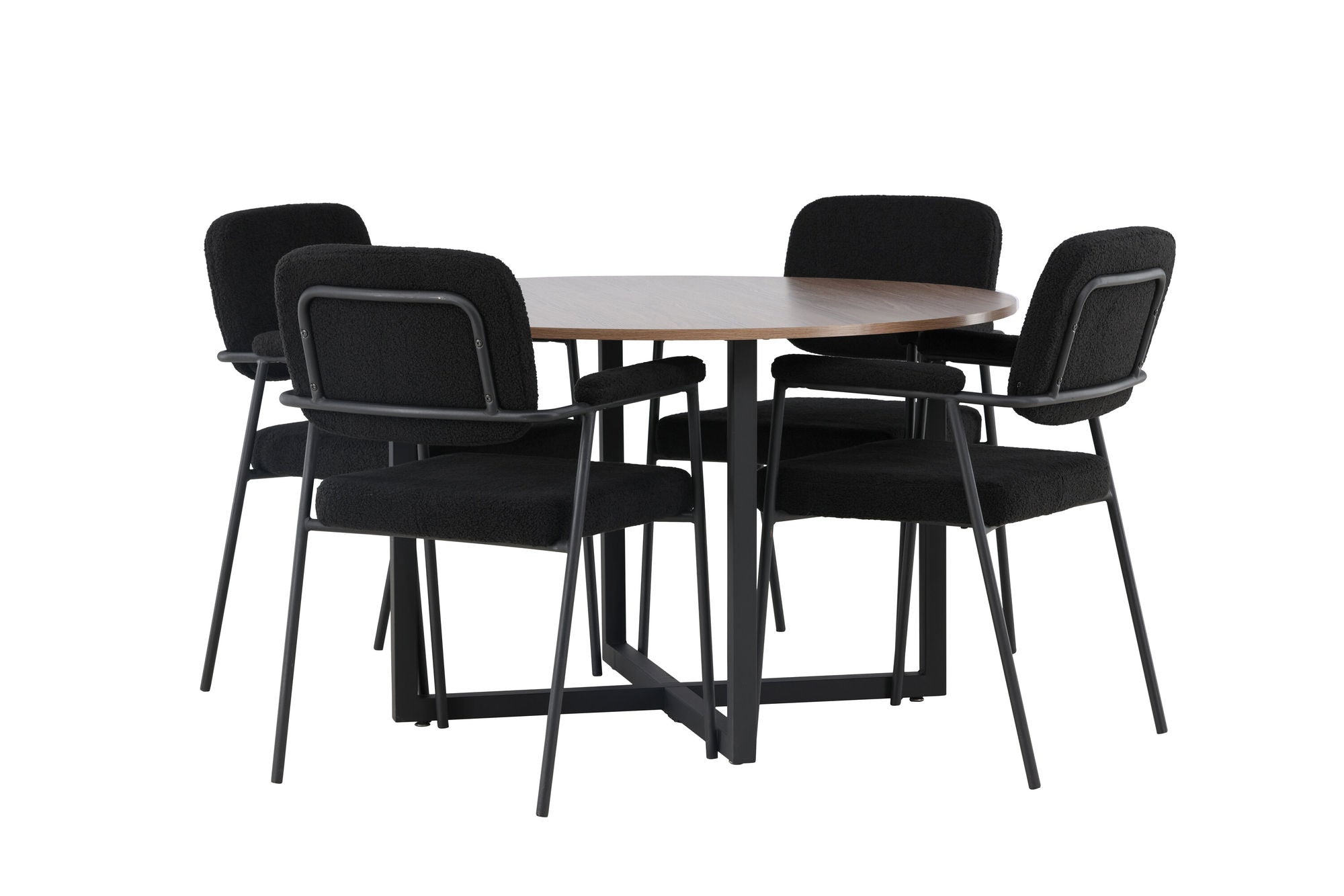 Venture Home Durango spisebord - Black / Walnut MDF +Yesterday Spisebordsstol - Black / Black Boucle _4