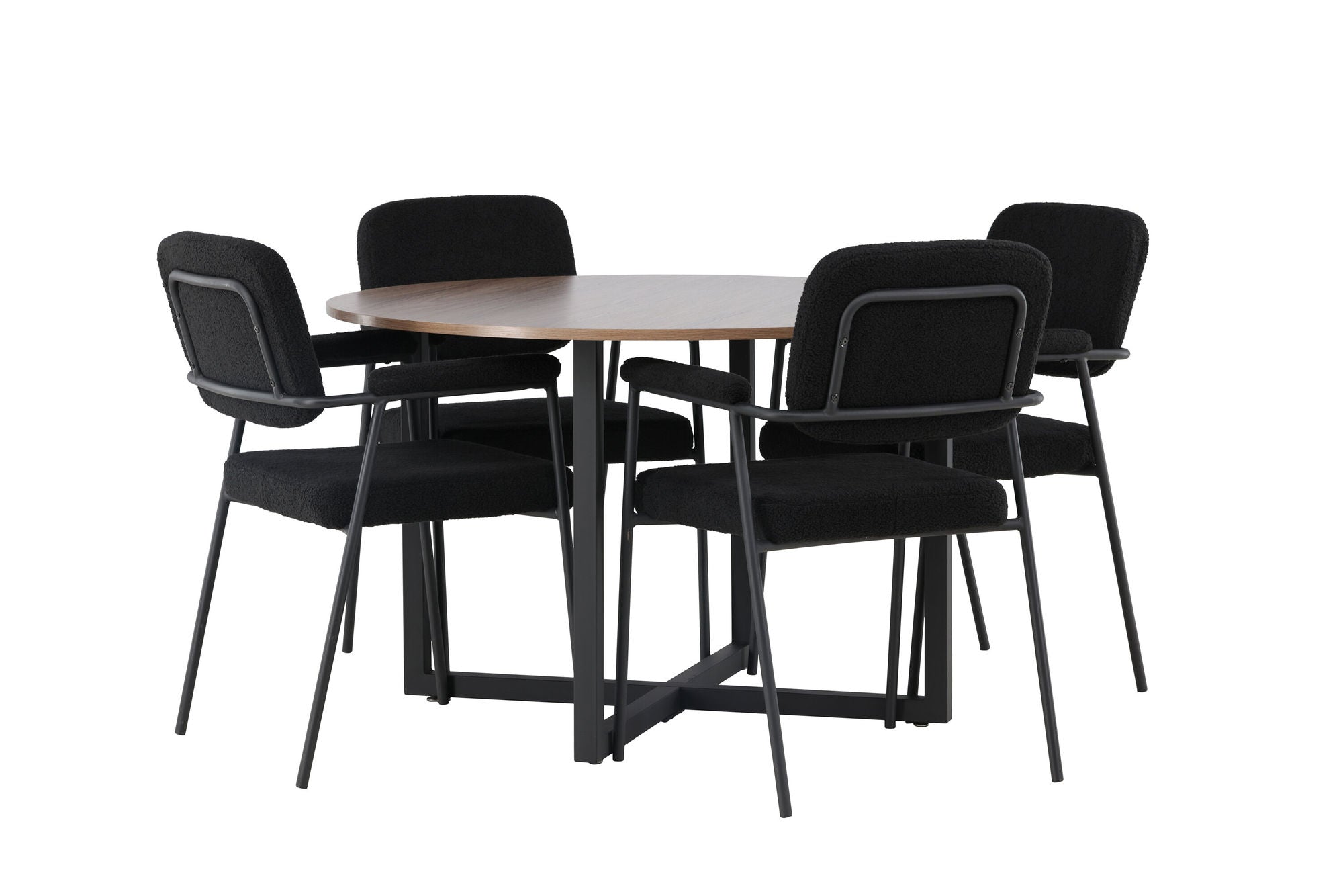 Venture Home Durango spisebord - Black / Walnut MDF +Yesterday Spisebordsstol - Black / Black Boucle _4