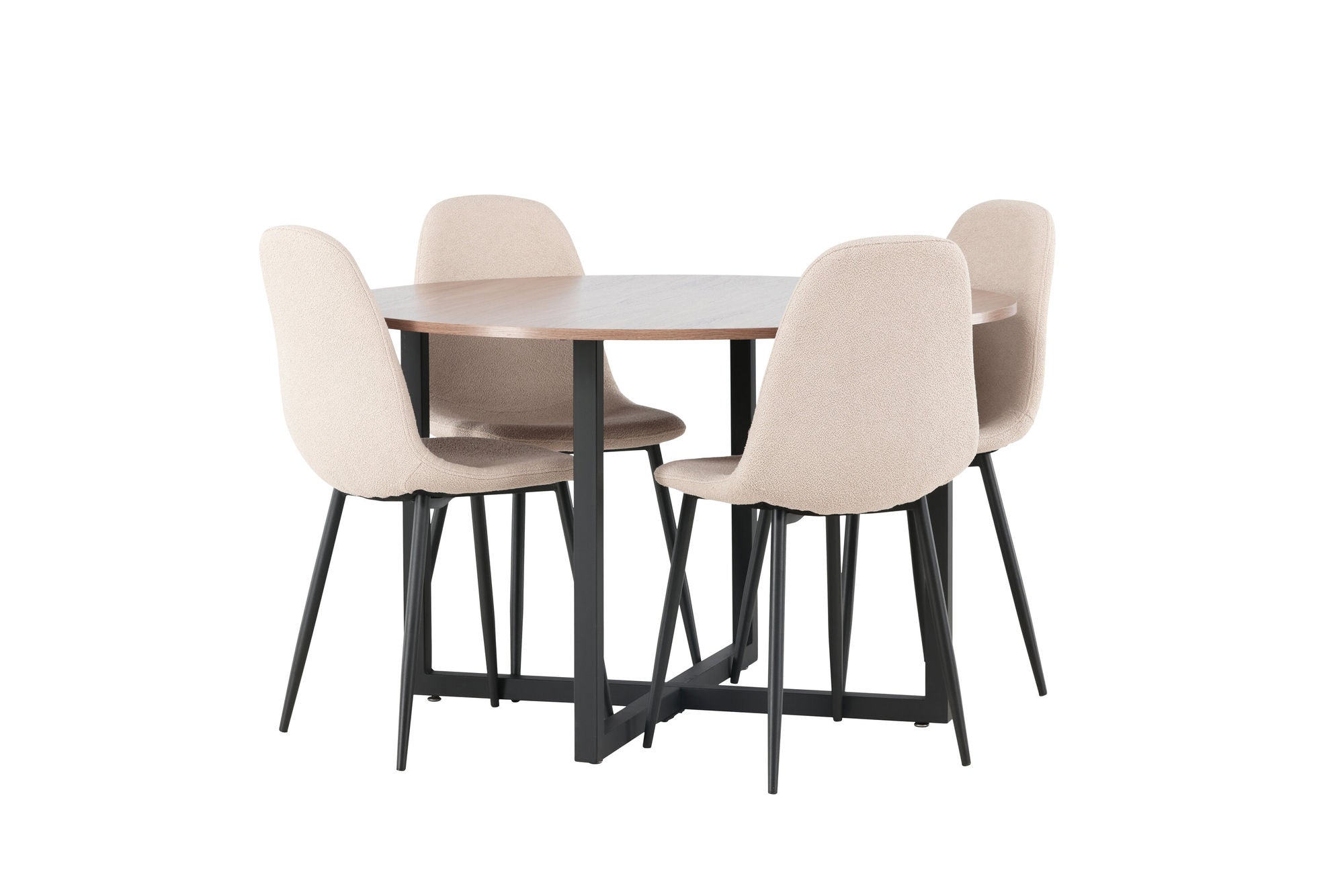 Venture Home Durango spisebord - Black / Walnut MDF +Polar Spisebordsstol - Black / Beige Boucle _4