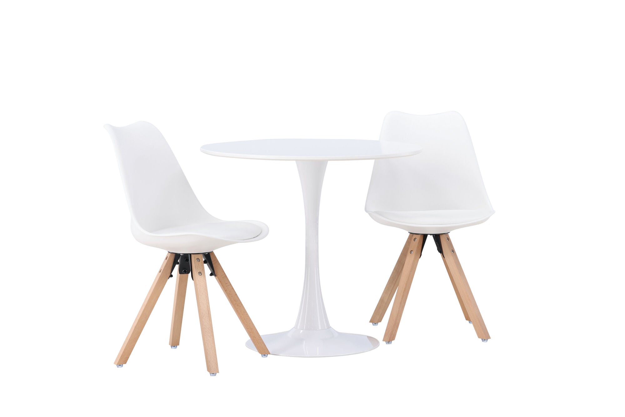 Venture Home Hamden spisebord - White MDF +Zeno Spisebordsstol - Nature woodlook / White PP _2
