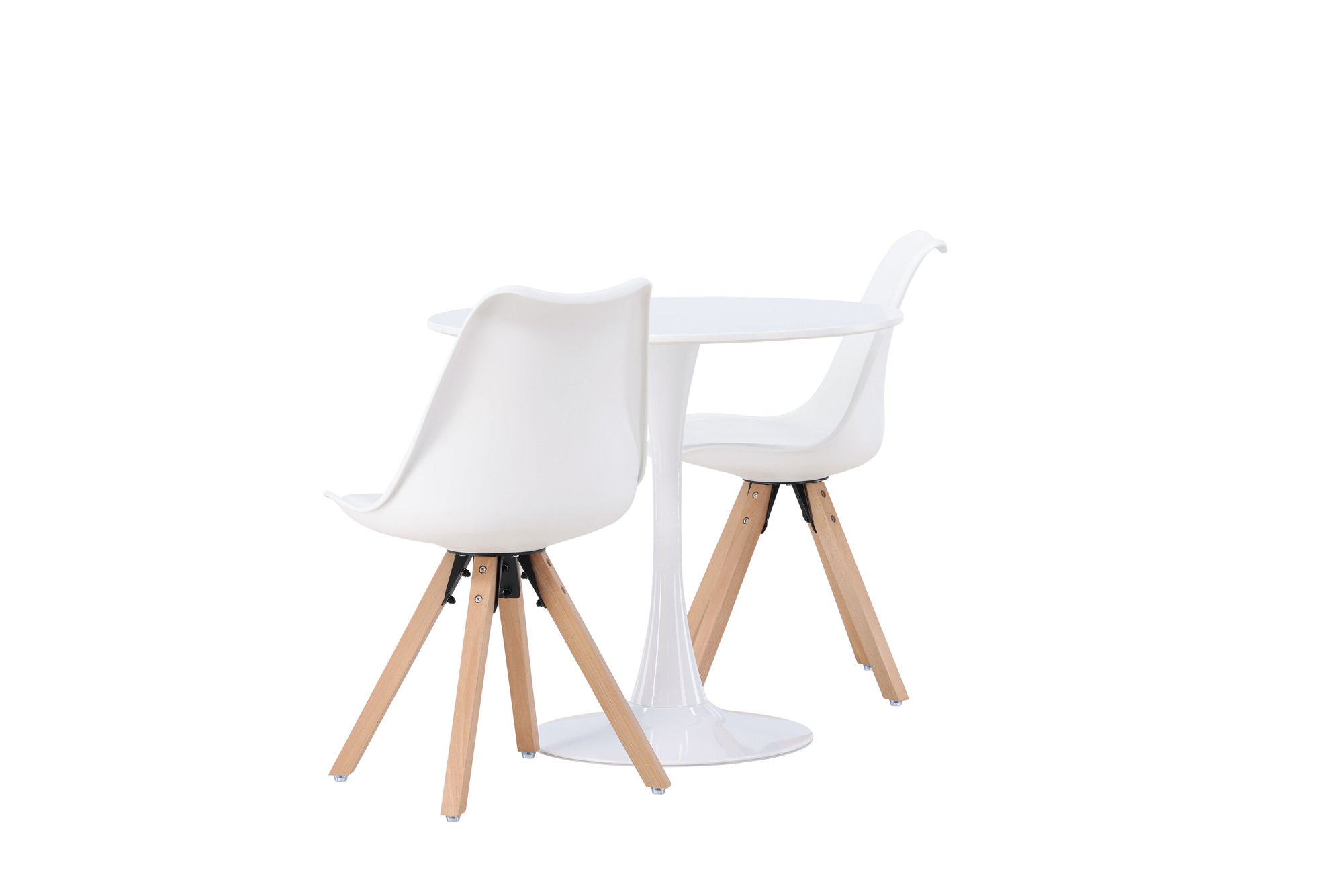 Venture Home Hamden spisebord - White MDF +Zeno Spisebordsstol - Nature woodlook / White PP _2