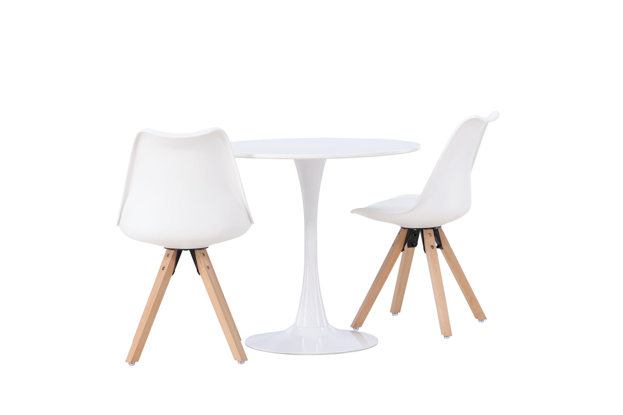 Venture Home Hamden spisebord - White MDF +Zeno Spisebordsstol - Nature woodlook / White PP _2