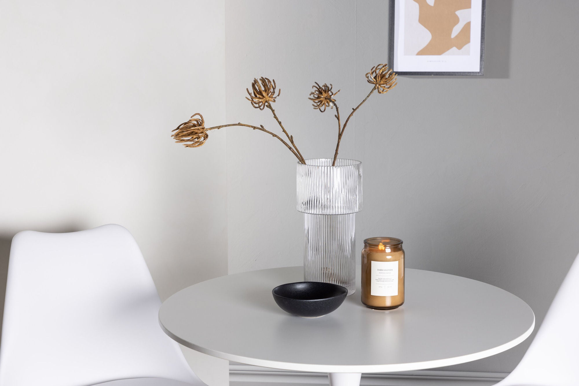 Venture Home Hamden spisebord - White MDF +Zeno Spisebordsstol - Nature woodlook / White PP _2